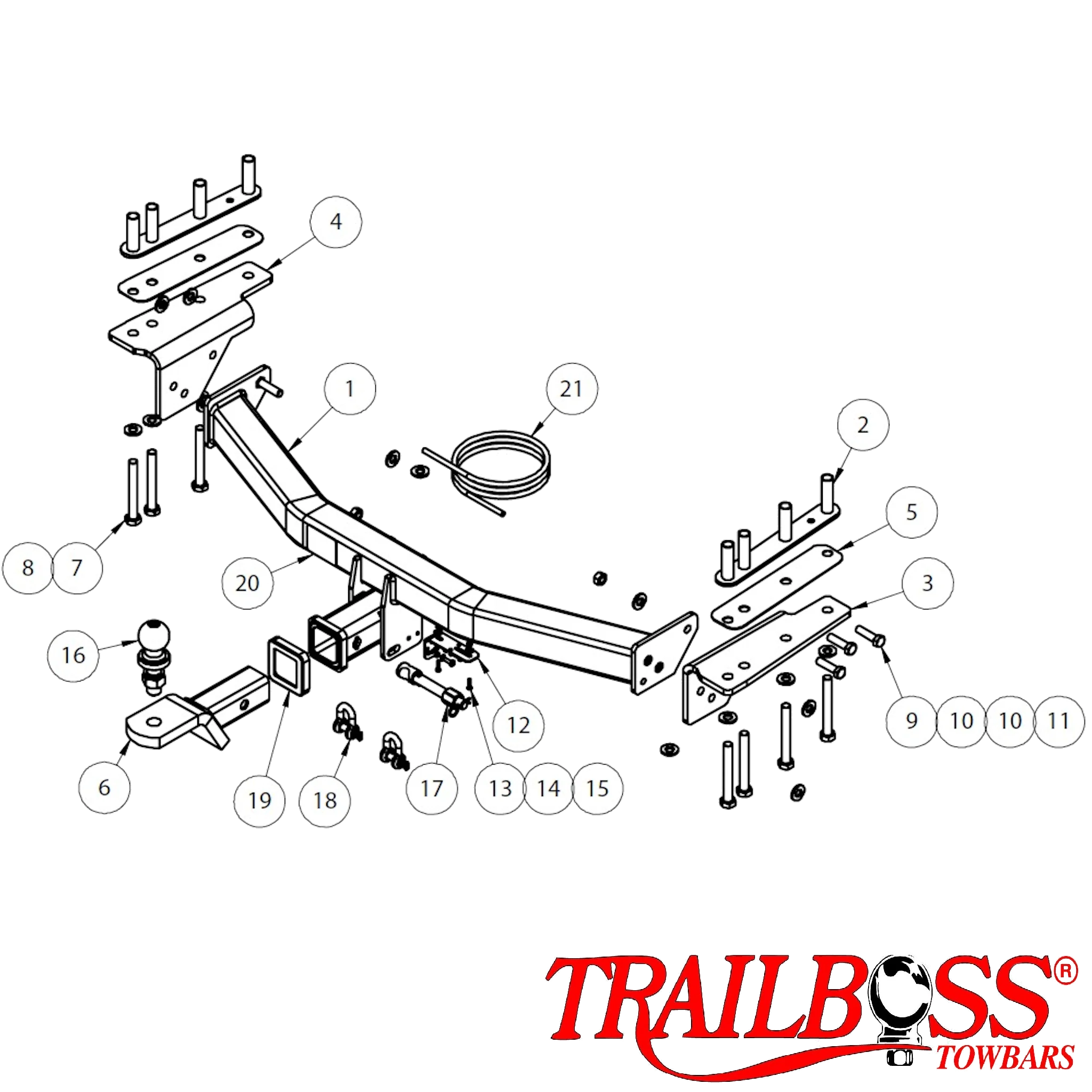 TrailBoss Heavy Duty Towbar to suit Land Rover Discovery Sport (5 Seat Only) L550 SUV 01/2015 - 07/2019