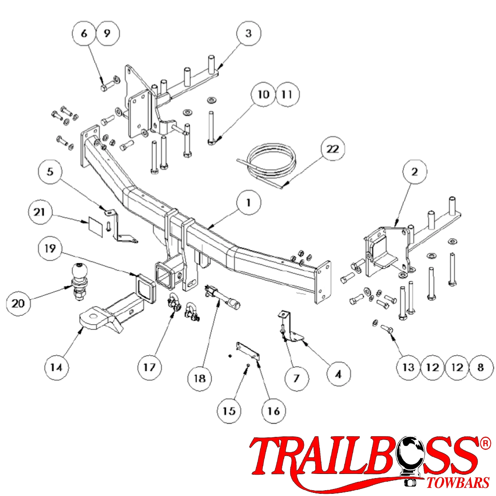 TrailBoss Heavy Duty Towbar to suit LAND ROVER DISCOVERY SPORT SUV (7 Seater only) 01/2015-7/2019