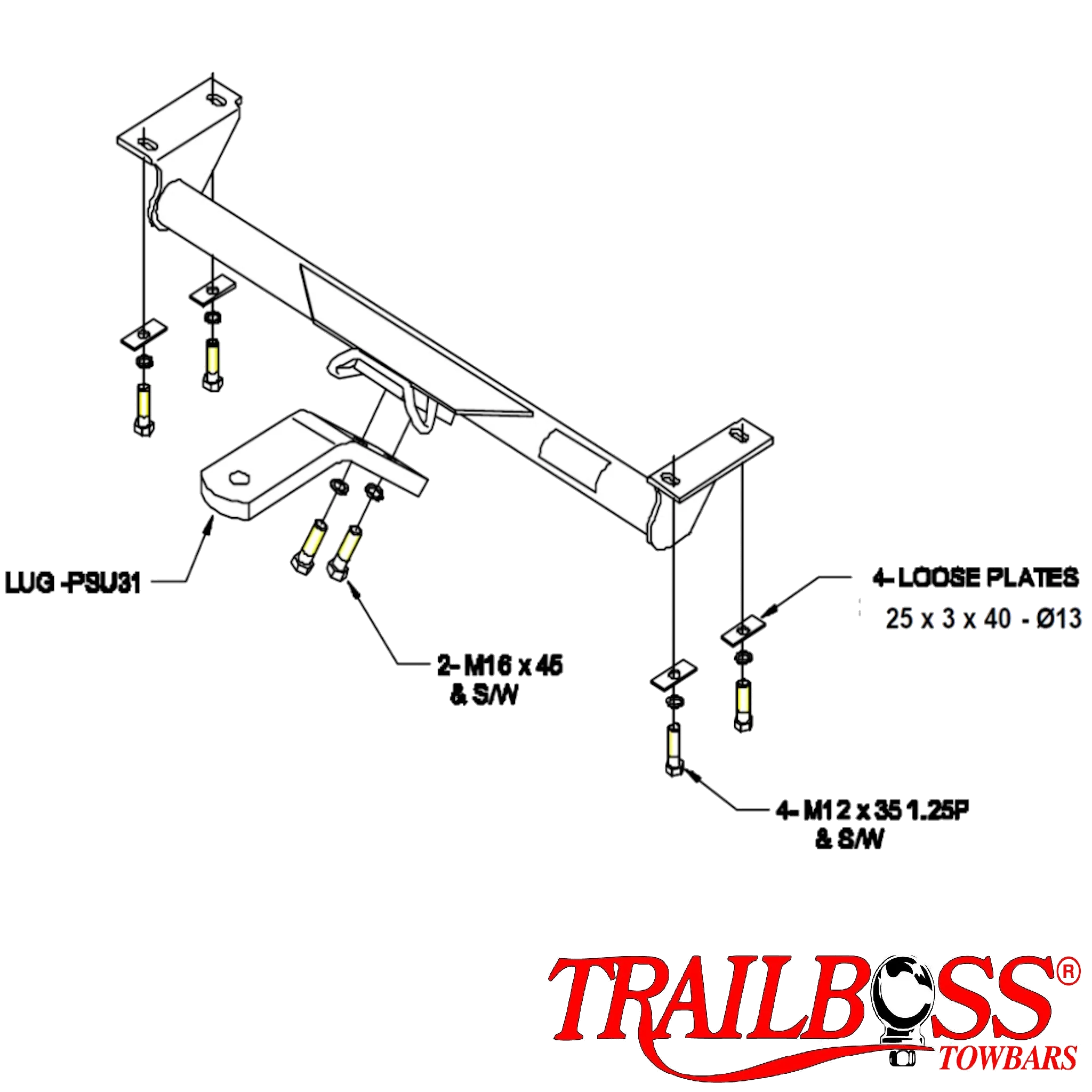 TrailBoss Towbar to suit SUZUKI VITARA 4D 1.6L SUV 01/1988-12/1998