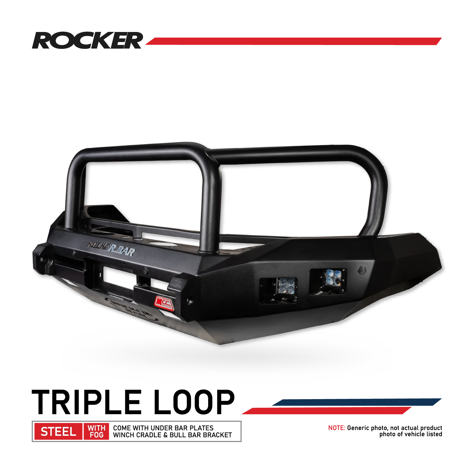 MCC 078-02 Triple Loop Rocker Bull Bars to Suit Nissan Navara D40 2011-2015