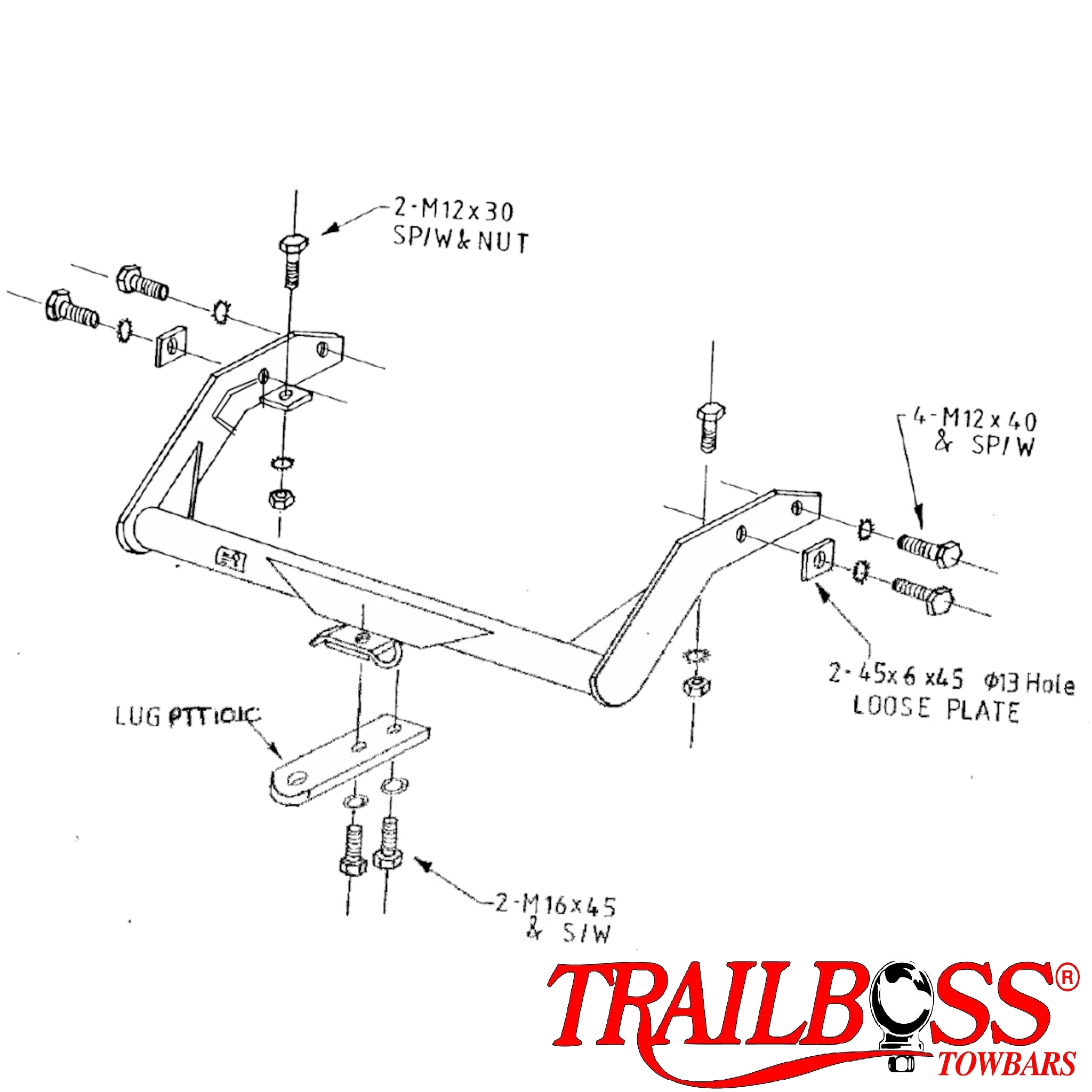 TrailBoss Towbar to suit TOYOTA 4 RUNNER 4WD & HILUX SURF 11/1985-06/1996