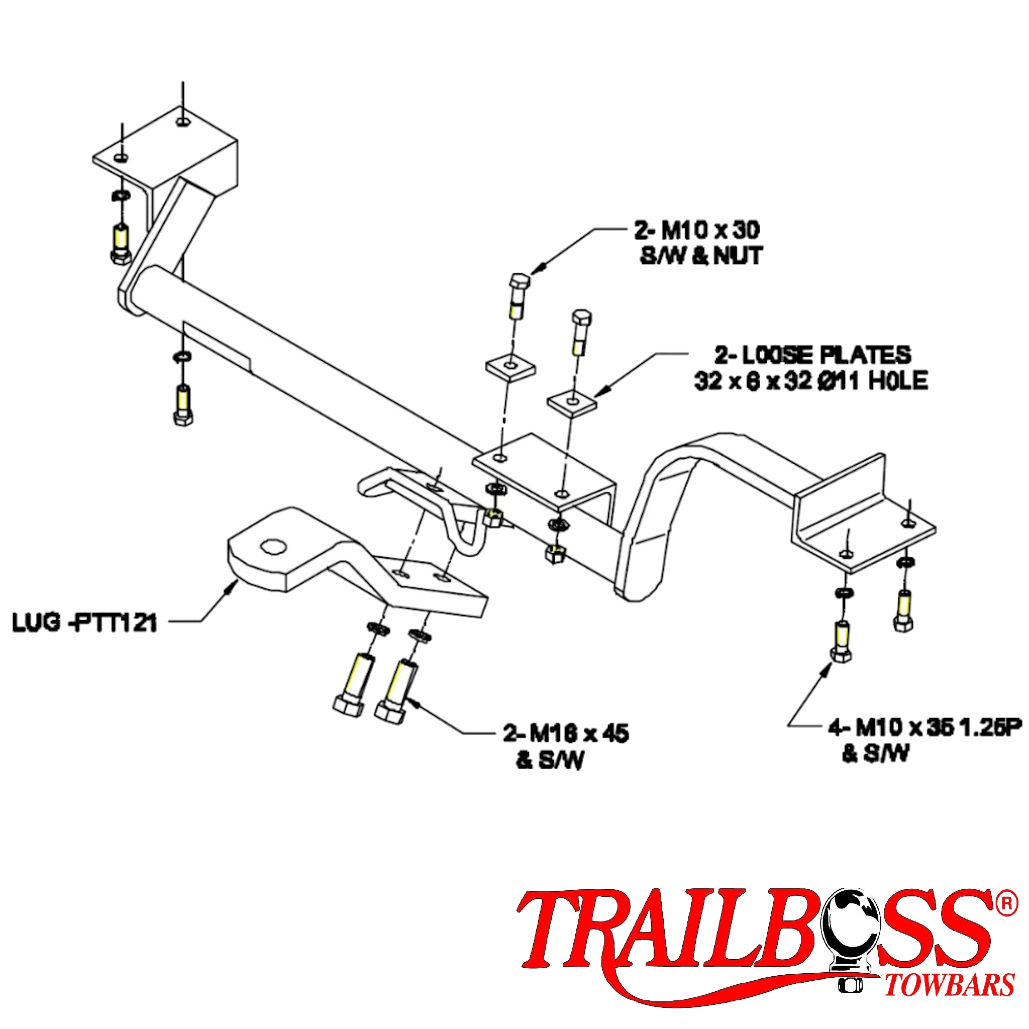TrailBoss Towbar to suit TOYOTA STARLET HATCH 05/1996-10/1999