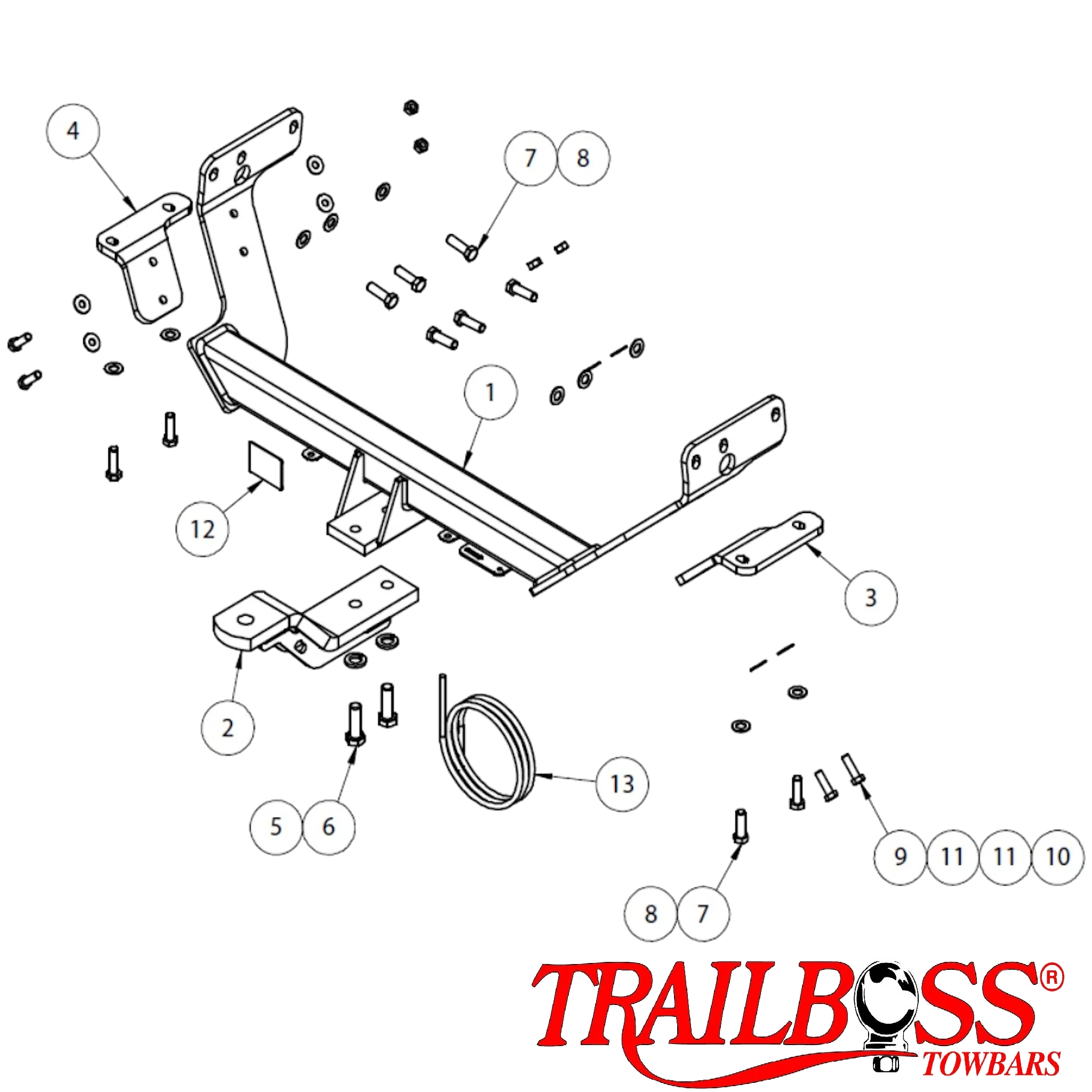 TrailBoss Towbar to suit Toyota HiAce LWB Van 04/2005 - 02/2019 (Not SLWB)