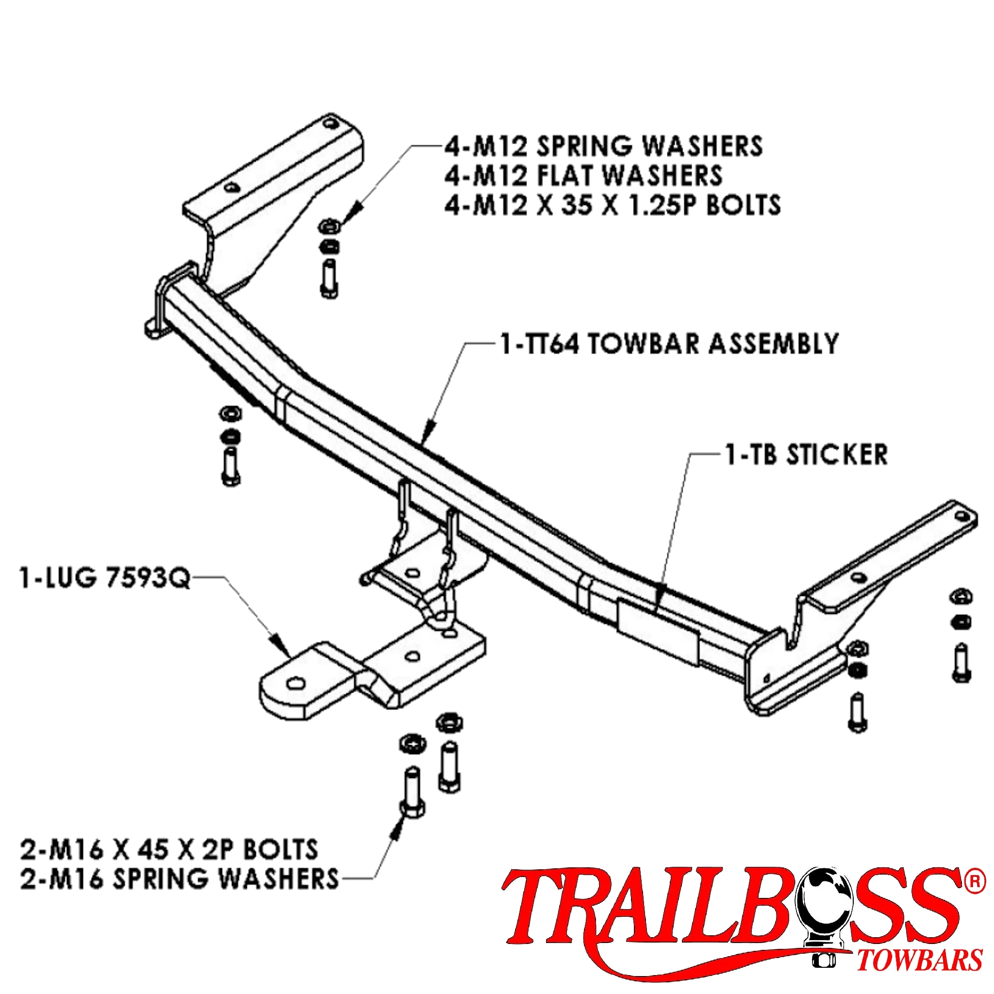 TrailBoss Standard Duty Towbar to suit TOYOTA RAV4 AWD 5D SUV 02/2006-01/2013