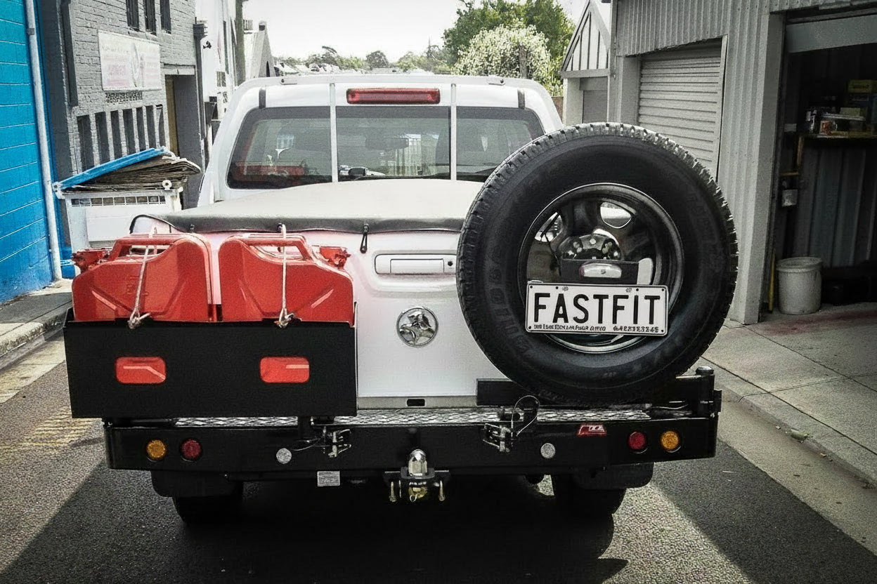 MCC 022-02 Rear Wheel Carrier Double Jerry Can Holder Package to suit Holden Colorado RT RG 2012-2019