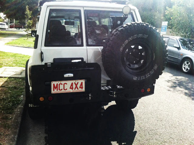 MCC 022-02 Rear Wheel Carrier Double Jerry Can Holder Package to suit Nissan Patrol GQ 1987-1997
