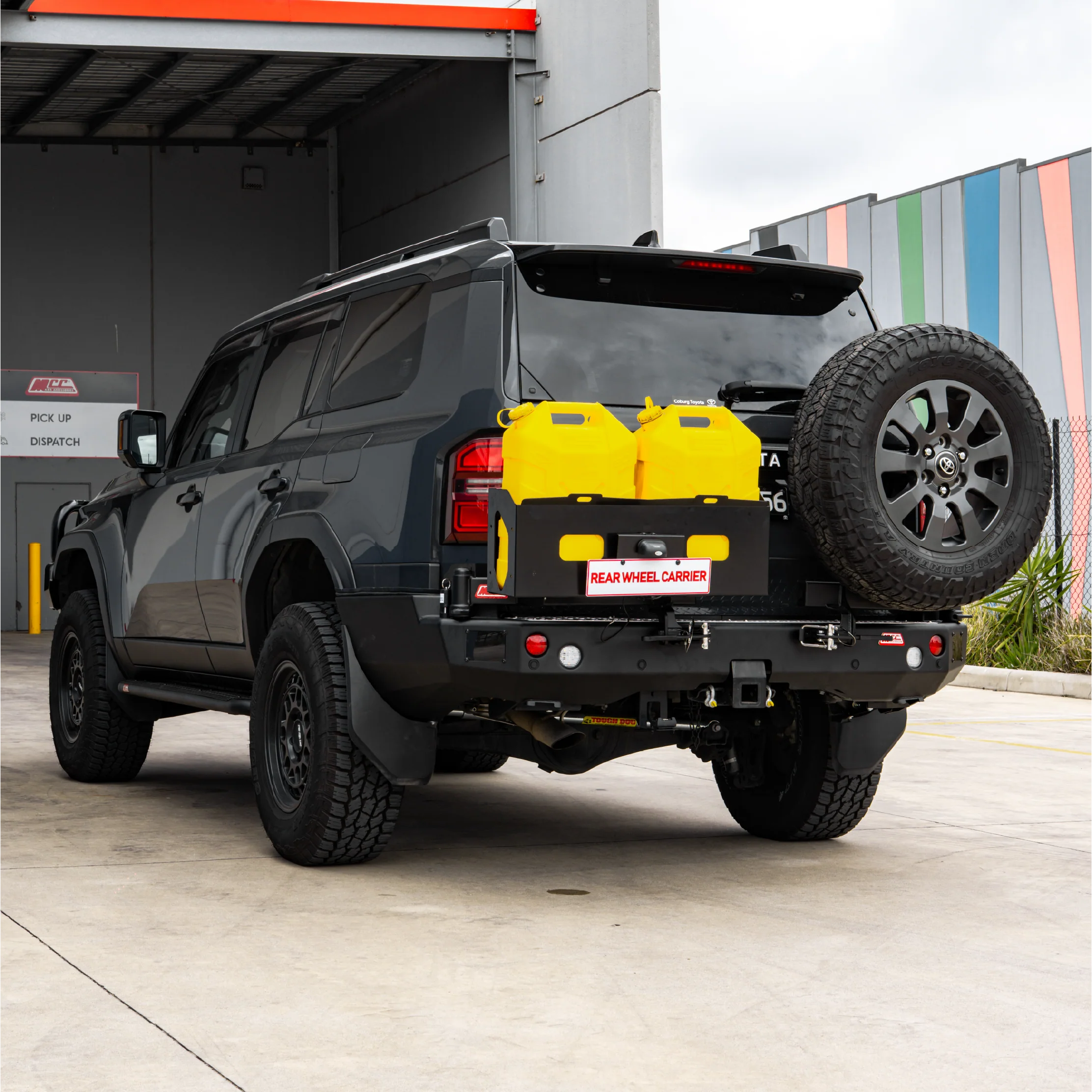 MCC 022-02 Rear Wheel Carrier Double Jerry Can Holder Package (Sand Black) to suit Toyota Prado 250 2025-On