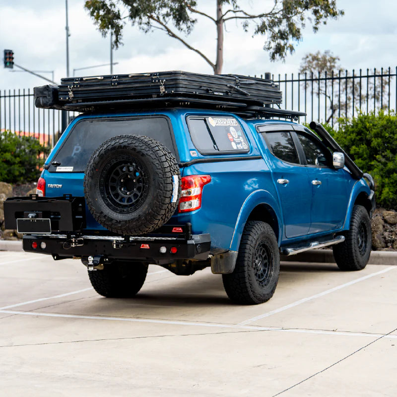 MCC 022-02 Rear Wheel Carrier Double Jerry Can Holder Package to suit Mitsubishi Triton MQ 2015-2019