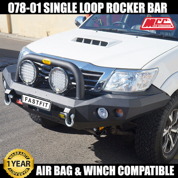 MCC 078-01 Single Loop Rocker BullBar-Black to suit Toyota Hilux KUN26R ...