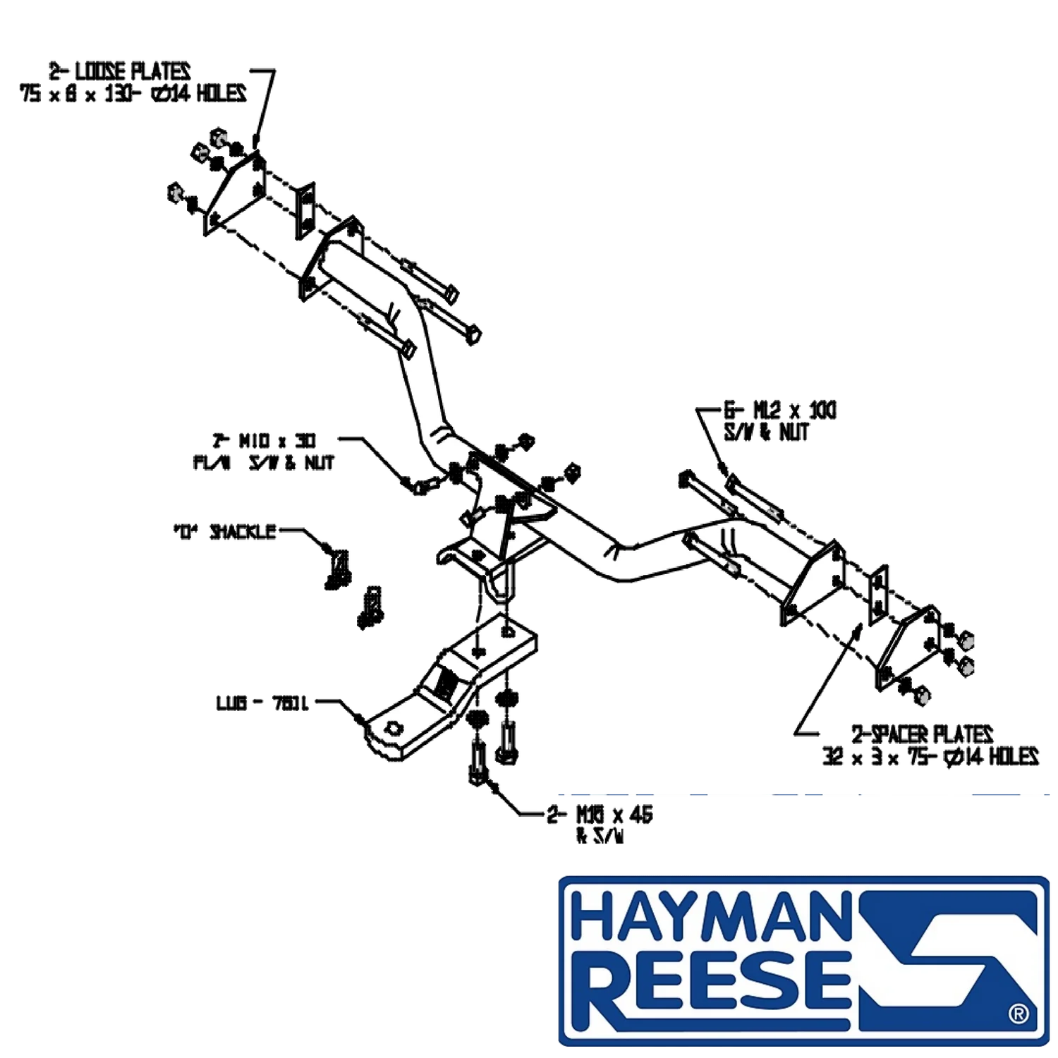 Hayman Reese Towbar for Ford Falcon XH Tub Body 04/1996 - 06/1999