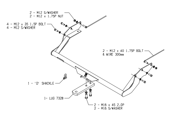 Hayman Reese Towbar to suit MTO FORD COURIER 06/1985-12/2006 (CAB CHASSIS, NO BUMPER STEP)