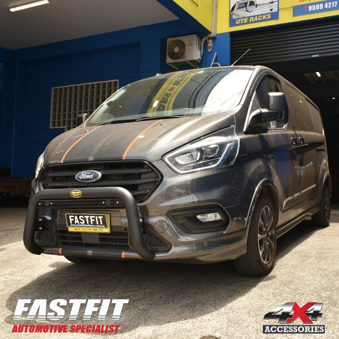 ALL BARS NUDGE BAR (BLACK) TO SUIT FORD TRANSIT CUSTOM WITH SENSORS 2018-ON