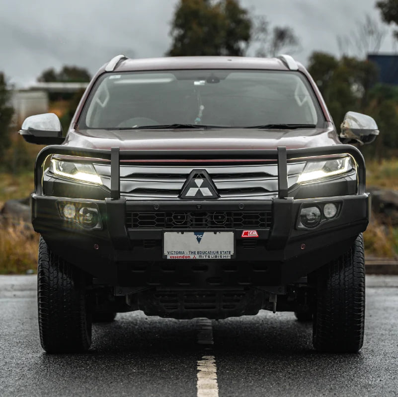 Pajero Sport QF QG 2020-On 707-02 Falcon Bull Bar Black A-Frame Package (LED Foglight)