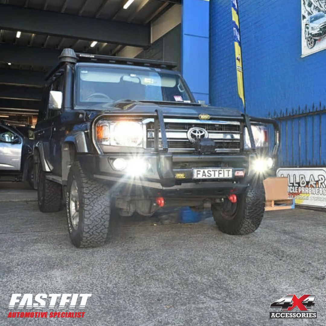 MCC 707-02 Falcon Bull Bar Black A-Frame Package (LED FOGLIGHT) to suit Toyota Land Cruiser 70 series (inc. 76 series) 2007-2022
