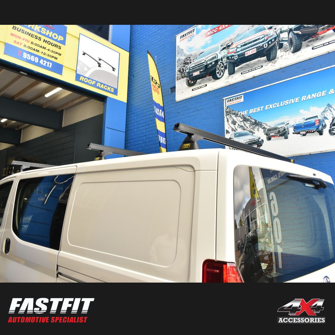 RHINO Heavy Duty RCH Black 3 Bar Roof Rack to suit TOYOTA Hiace SLWB Gen 6 2dr Van 2019-ON
