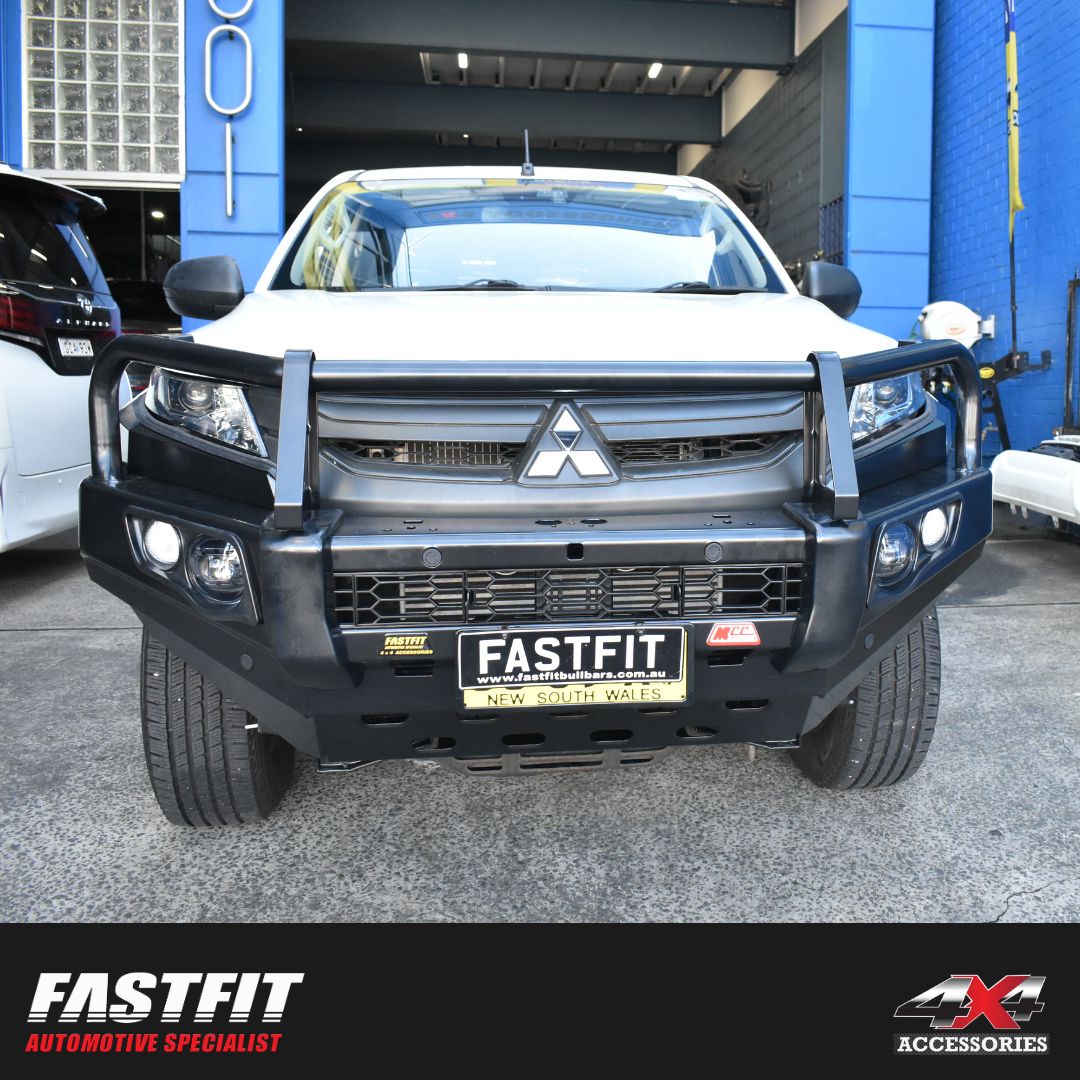 MCC 707-02 Falcon Bull Bars Black A-Frame Package (LED Foglight) to suit Mitsubishi Triton MR 2019-Present