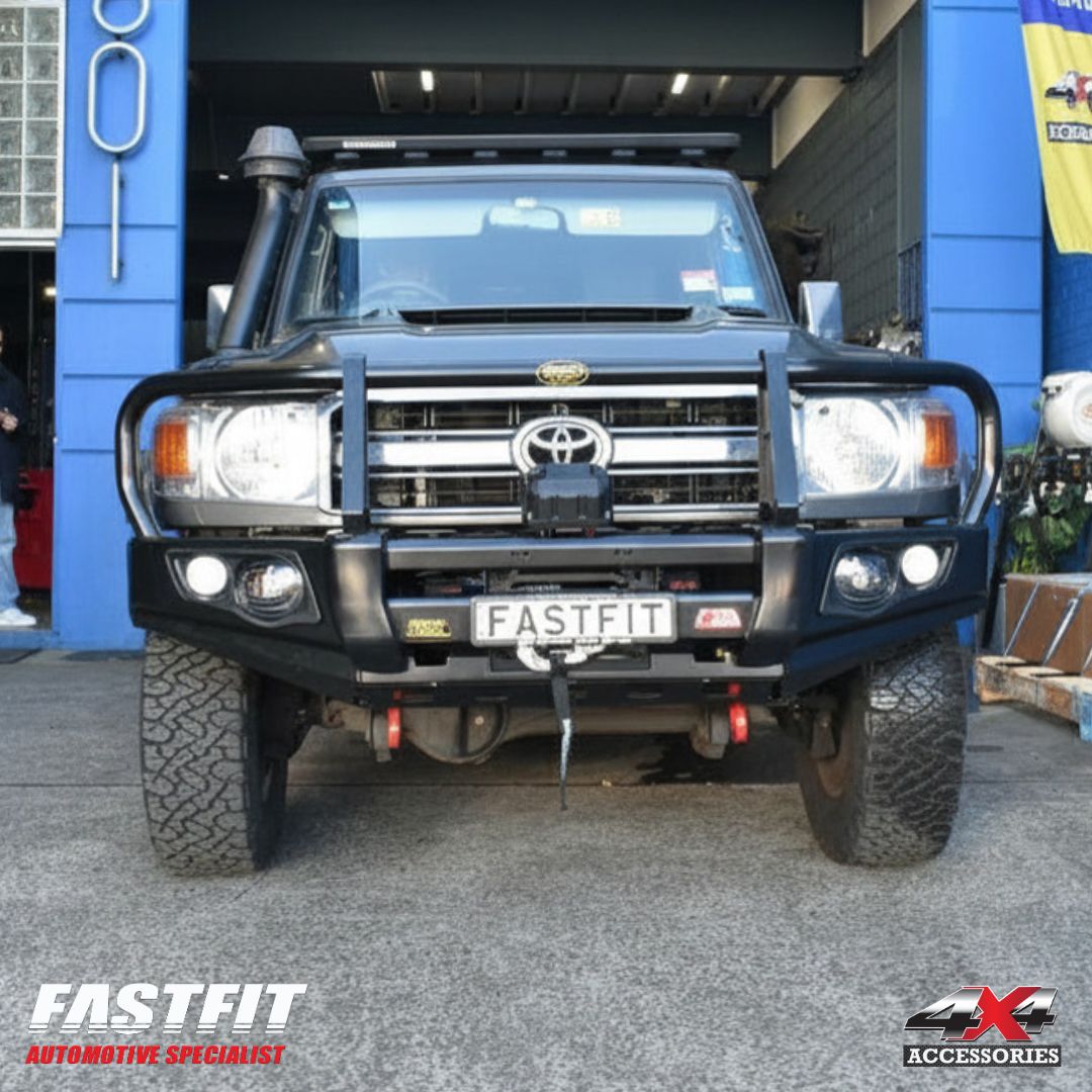 MCC 707-02 Falcon Bull Bar Black A-Frame Package (LED FOGLIGHT) to suit Toyota Land Cruiser 70 series (inc. 76 series) 2007-2022