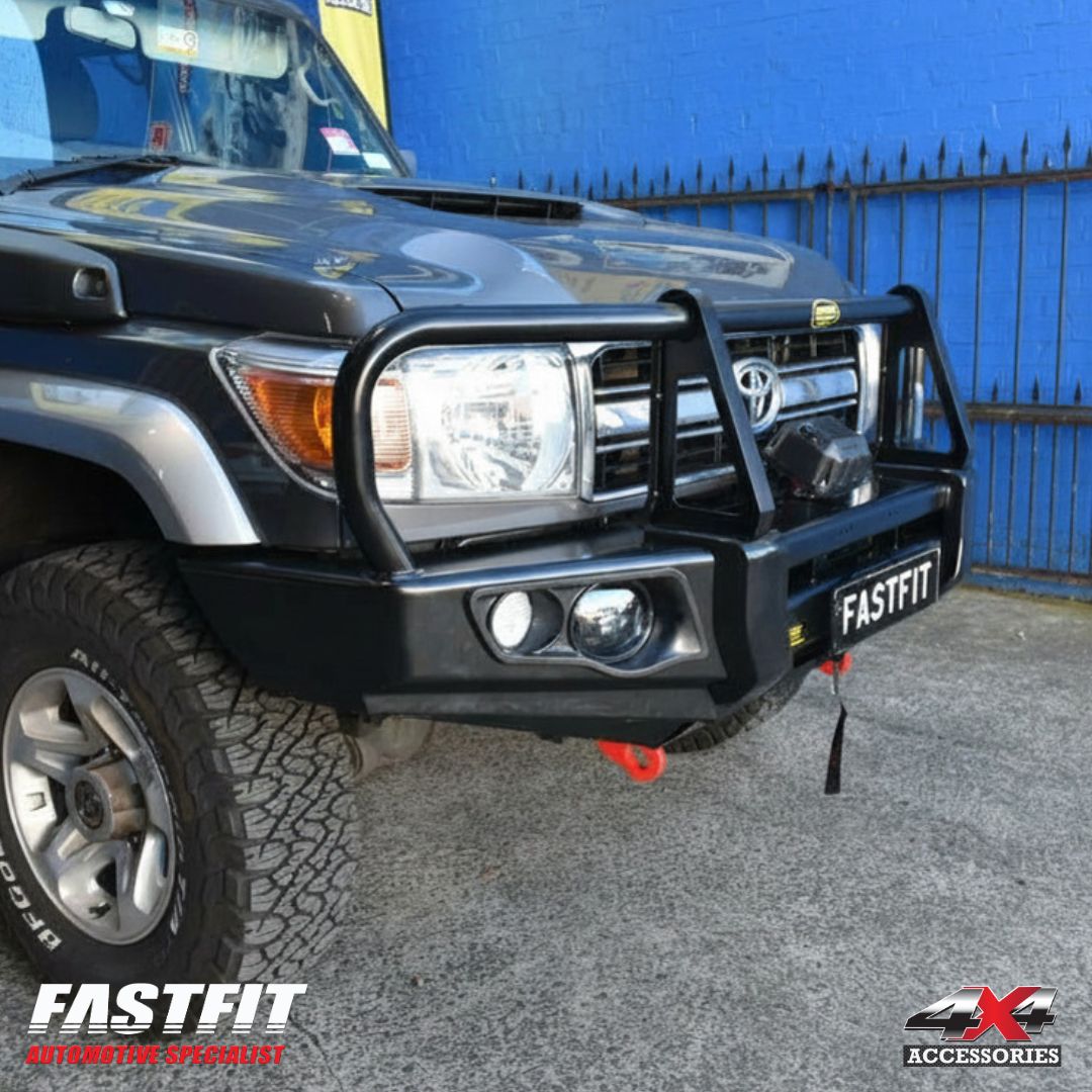 MCC 707-02 Falcon Bull Bar Black A-Frame Package (LED FOGLIGHT) to suit Toyota Land Cruiser 70 series (inc. 76 series) 2007-2022