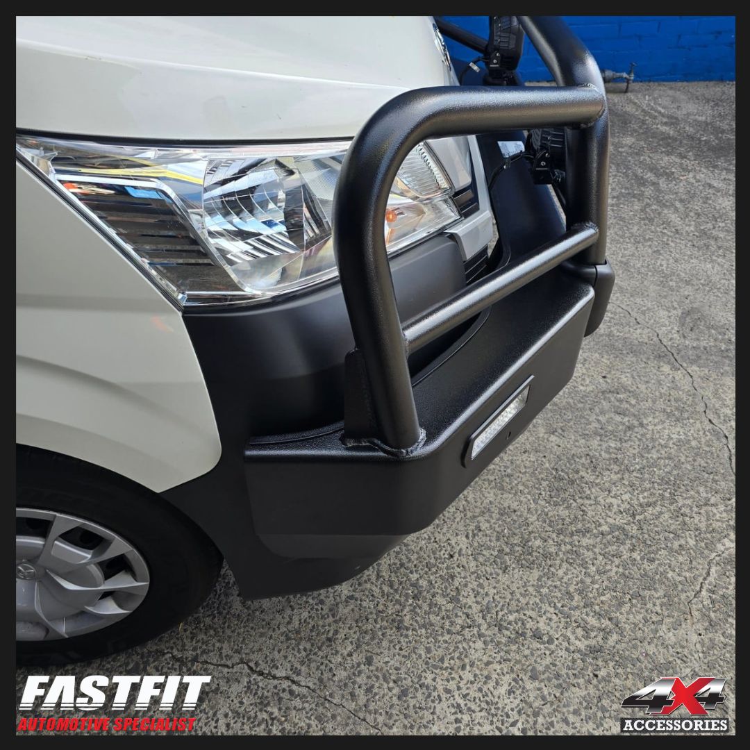 ECB Bull Bars with Bumper Lights (BLACK RIPPLE) for TOYOTA HIACE (05/2019-On)