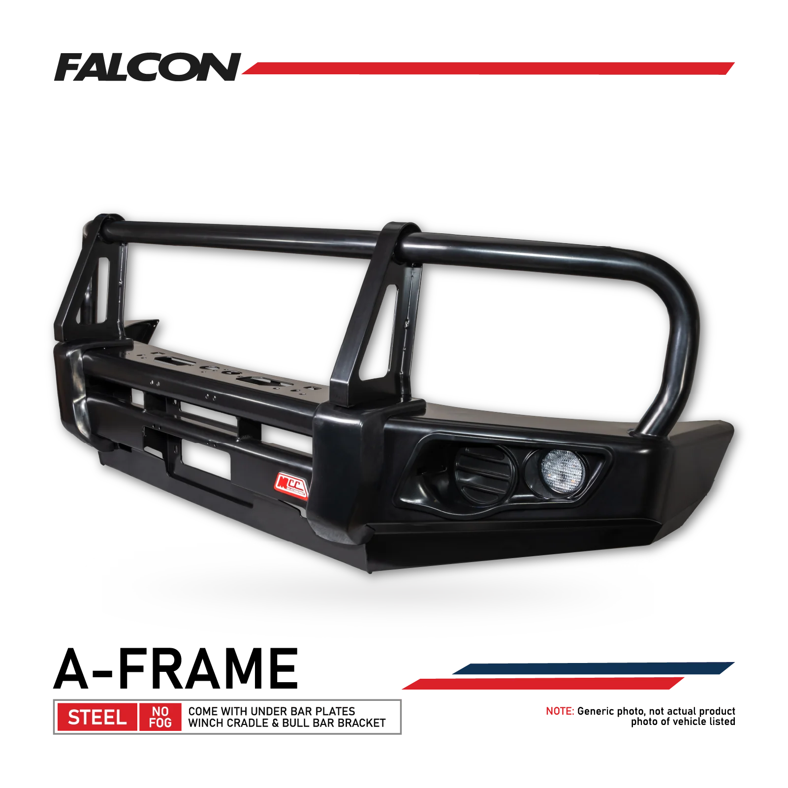 MCC 707-02 Falcon Bull Bar Black A-Frame Package (No Foglight) IEB Compatible (Intelligent Emergency Braking) TO SUIT NISSAN Navara Np300 2021-ON