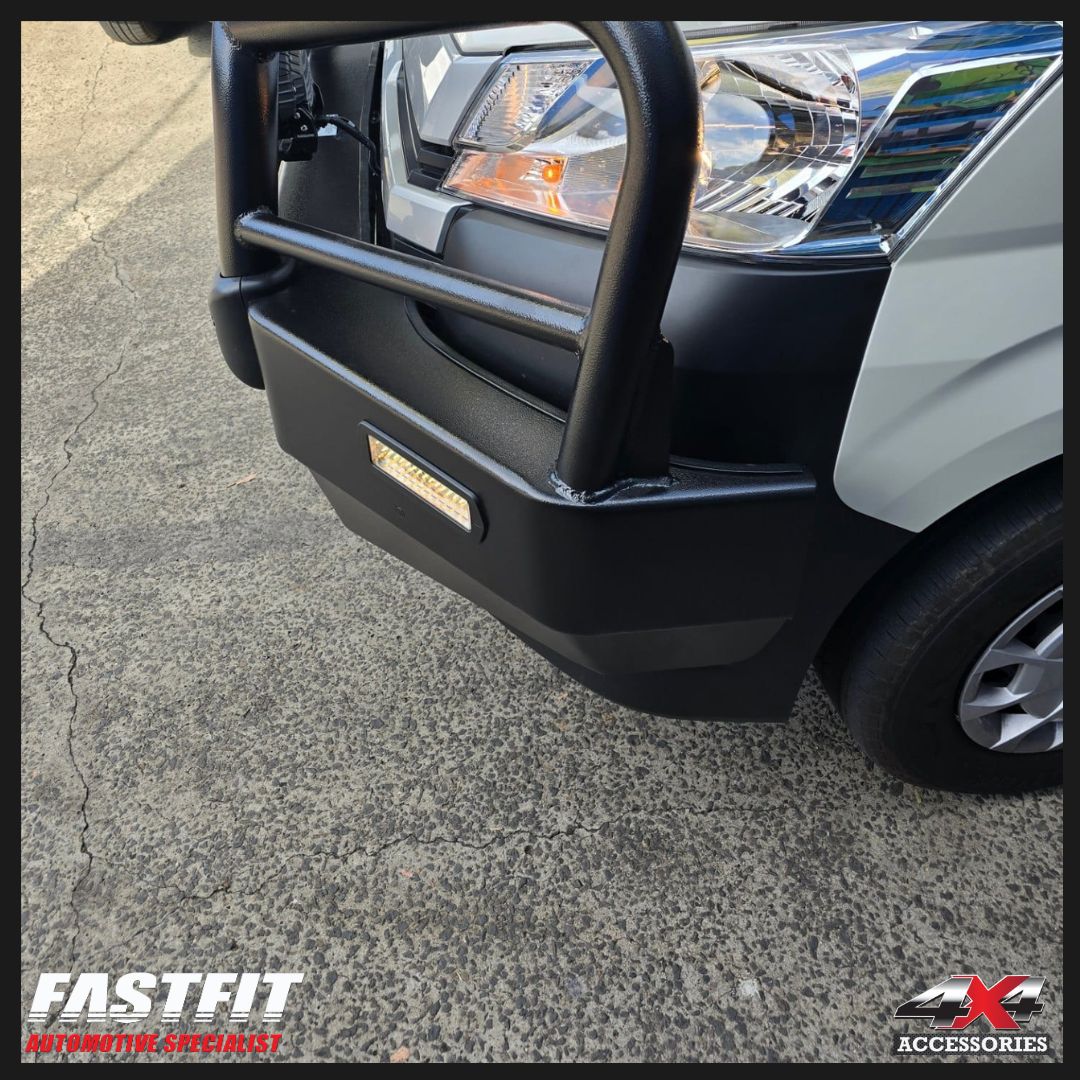 ECB Bull Bars with Bumper Lights (BLACK RIPPLE) for TOYOTA HIACE (05/2019-On)