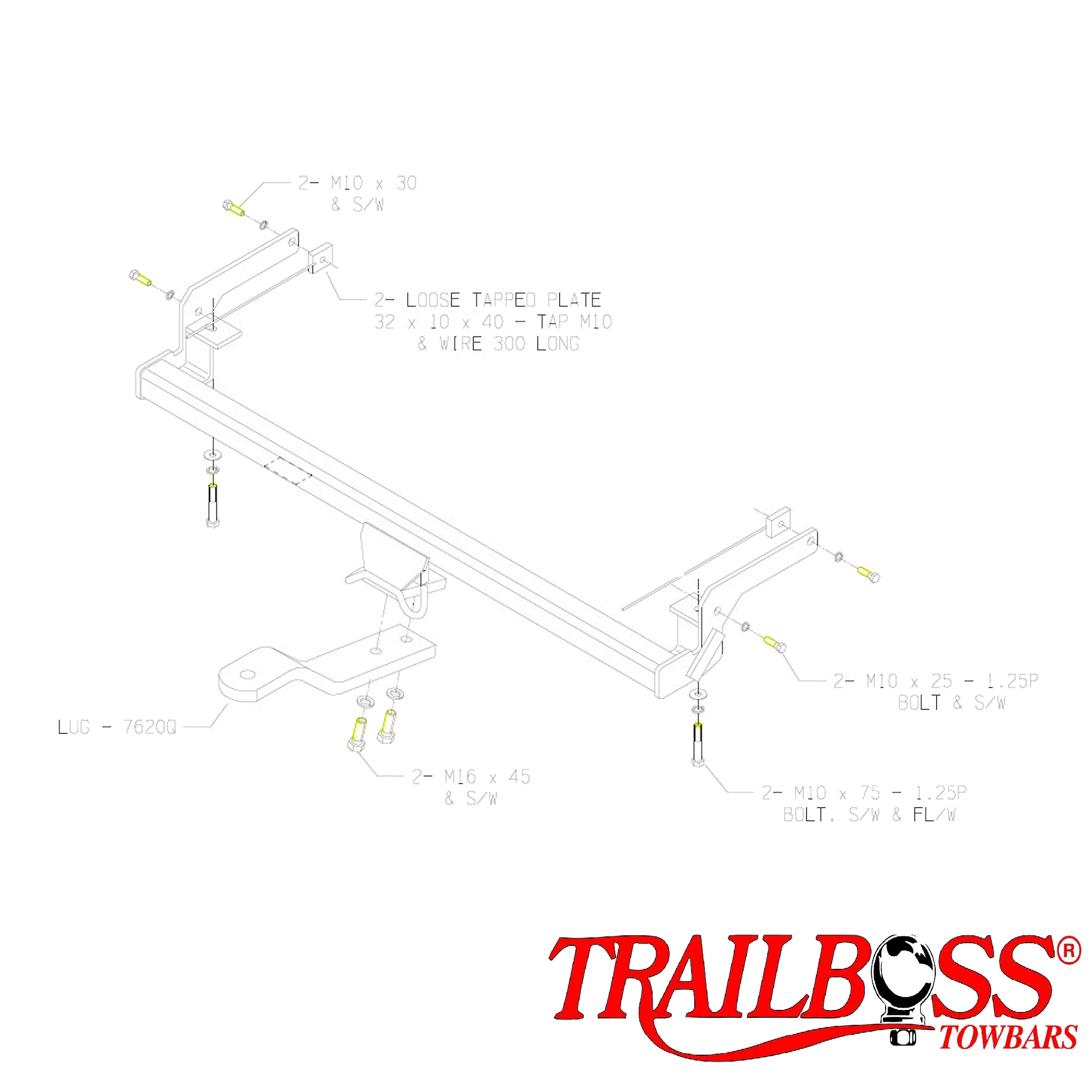TrailBoss Towbar to suit Mitsubishi VERADA SEDAN (NOT KJ11) 10/1996-08/2001