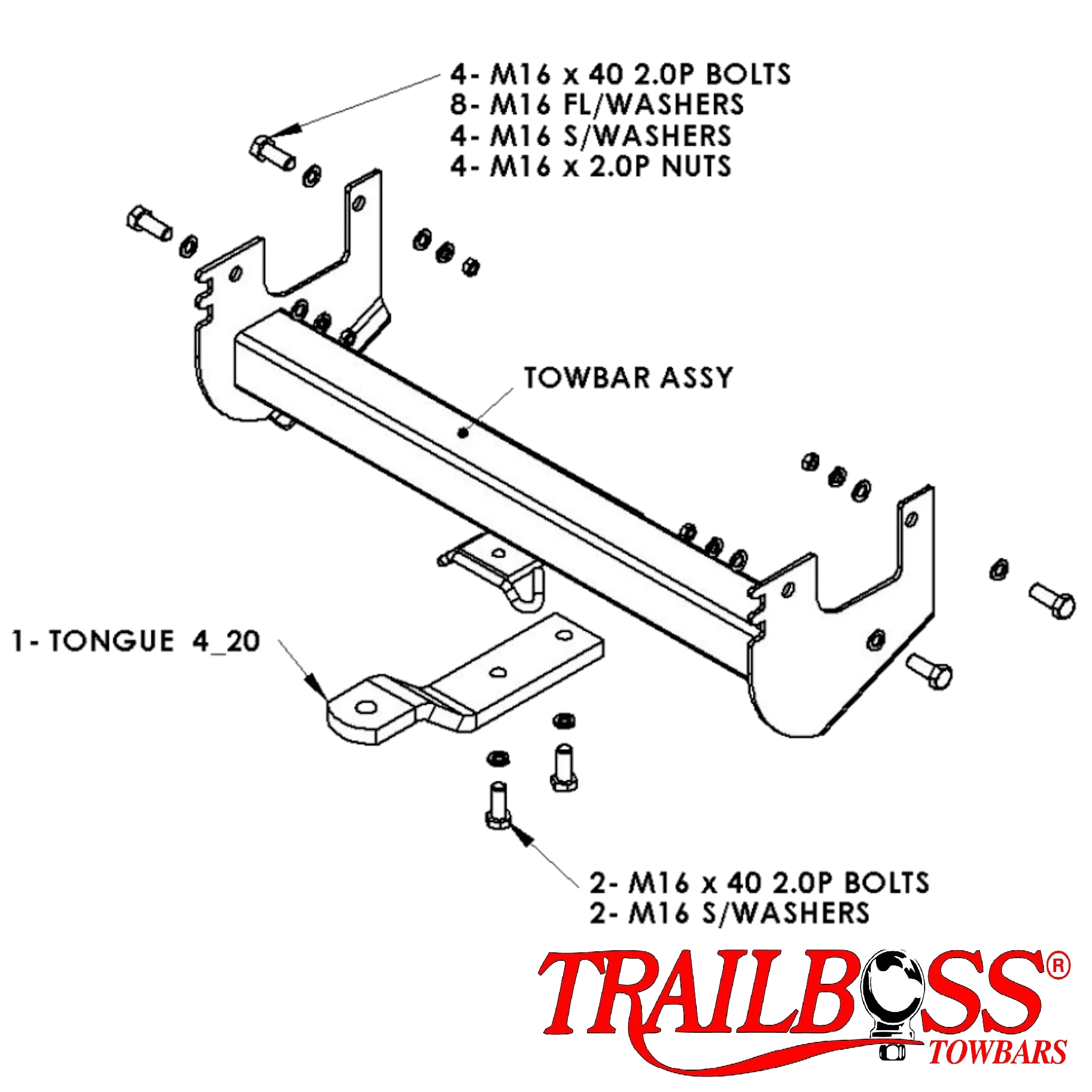 TrailBoss Towbar to suit Mitsubishi ROSA BUS 08/2000-12/2011