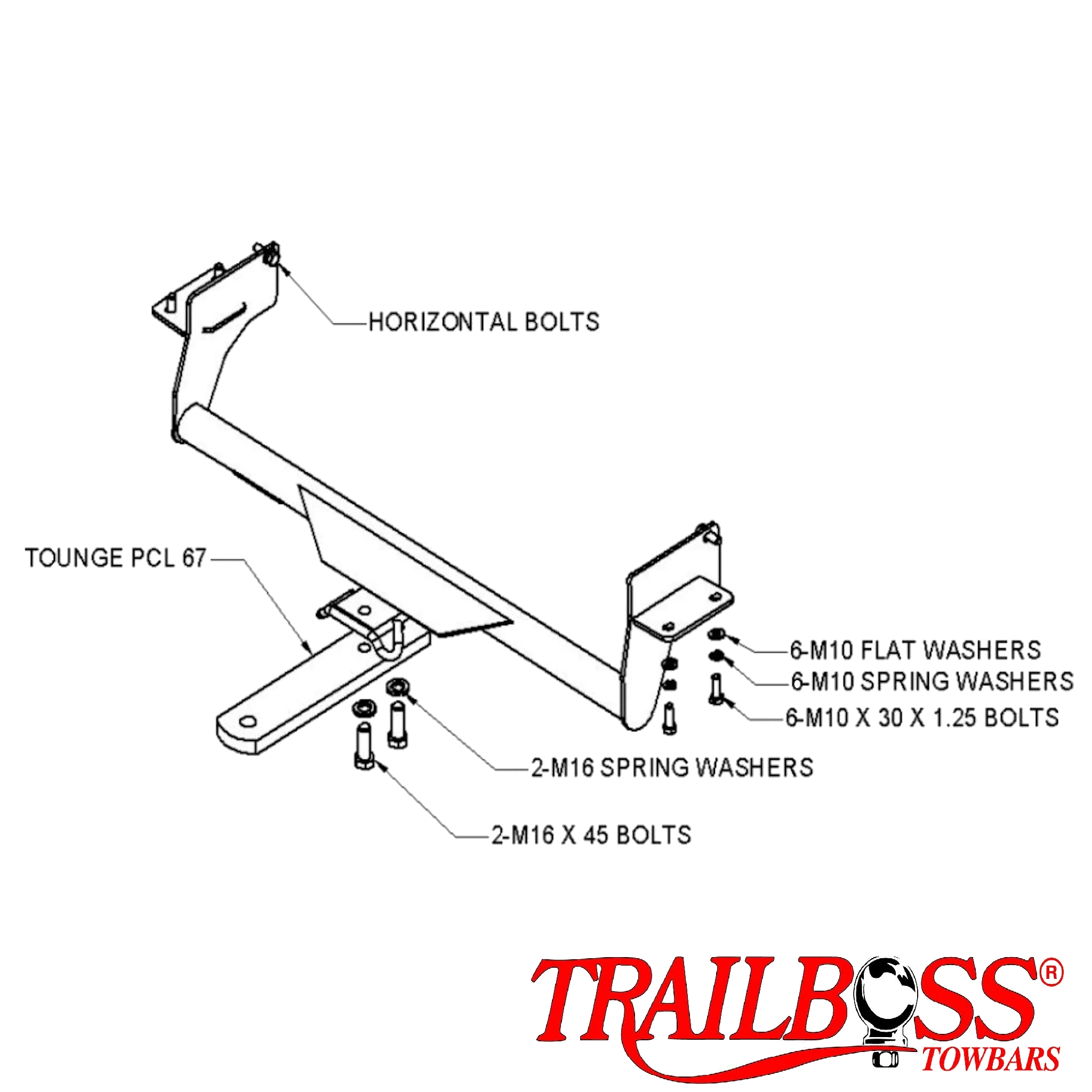 TRAILBOSS TOWBAR TO SUIT MITSUBISHI AIRTREK (AWD-TURBO) 02/2003-10/2006