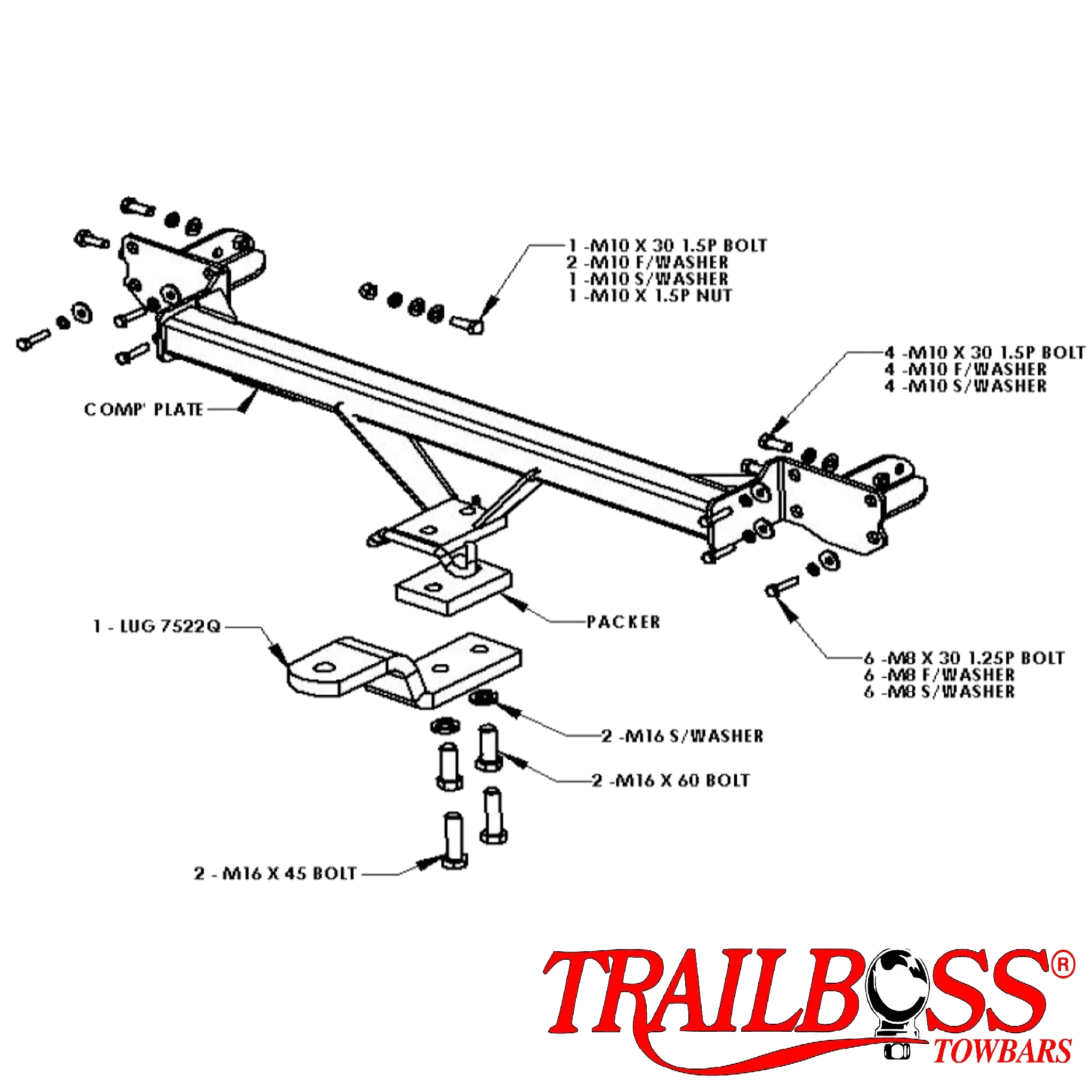TrailBoss Towbar to suit NISSAN PULSAR SEDAN N16 07/2000-01/2006
