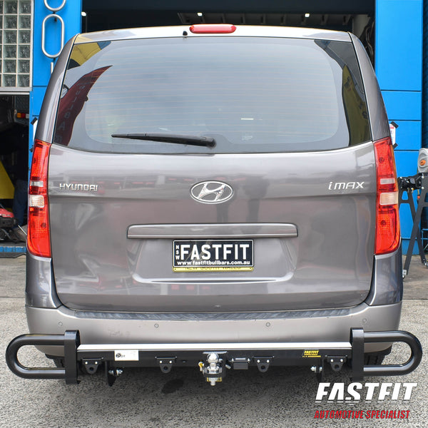 FastFit Black and Chrome Standard Rear Protection Bar w/ Hitch Towbar ...