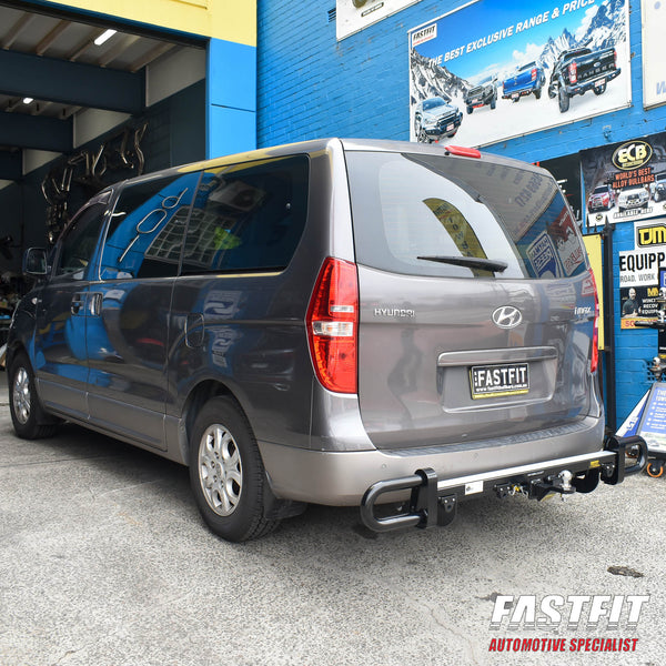 FastFit Black and Chrome Standard Rear Protection Bar w/ Hitch Towbar ...