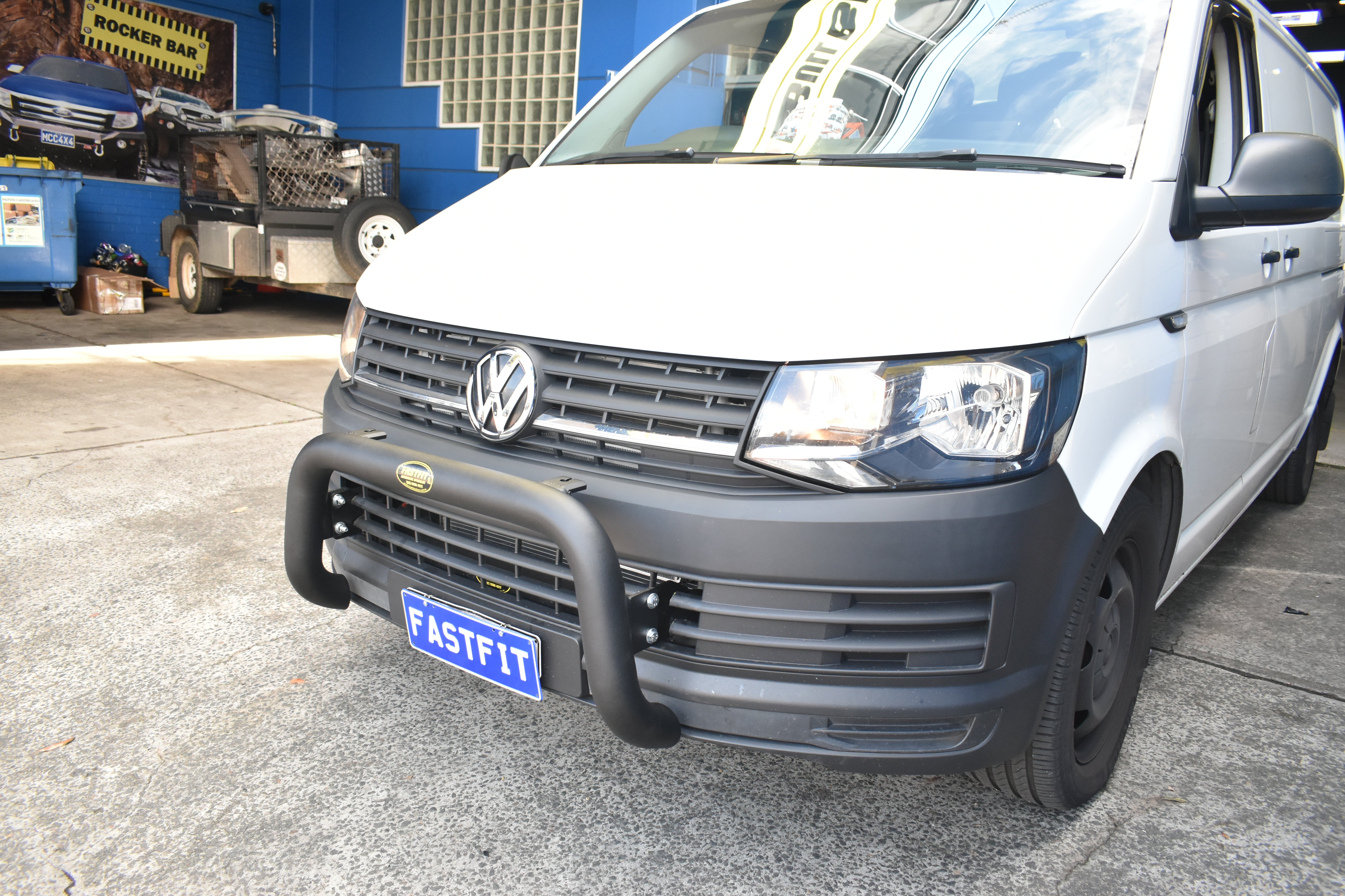 ECB Nudge Bars (POLISHED BLACK FINISH) TO SUIT VOLKSWAGEN TRANSPORTER (07/15 to 05/20)