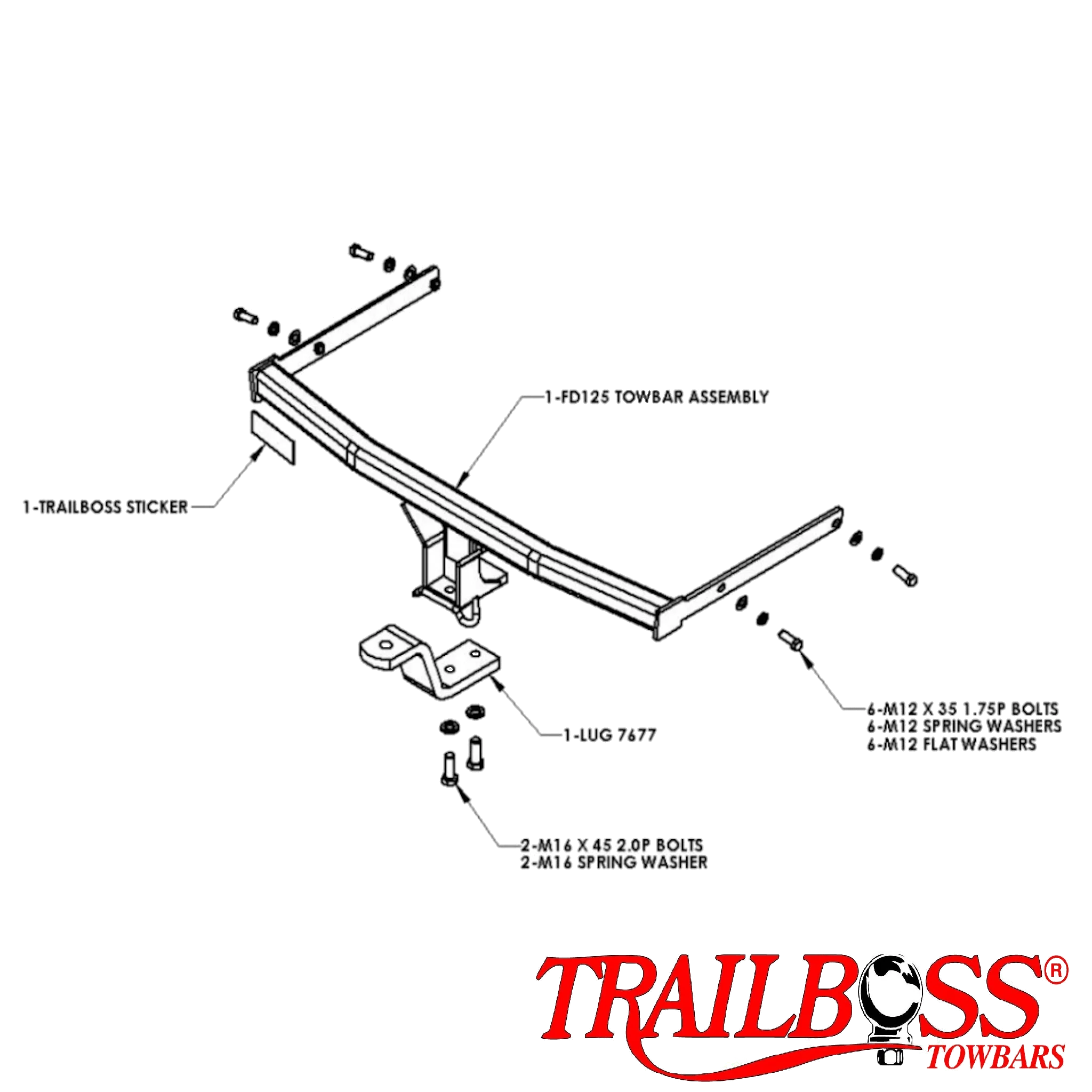 TRAILBOSS TowBar to suit FORD FIESTA 3 & 5D HATCH 04/04-12/05
