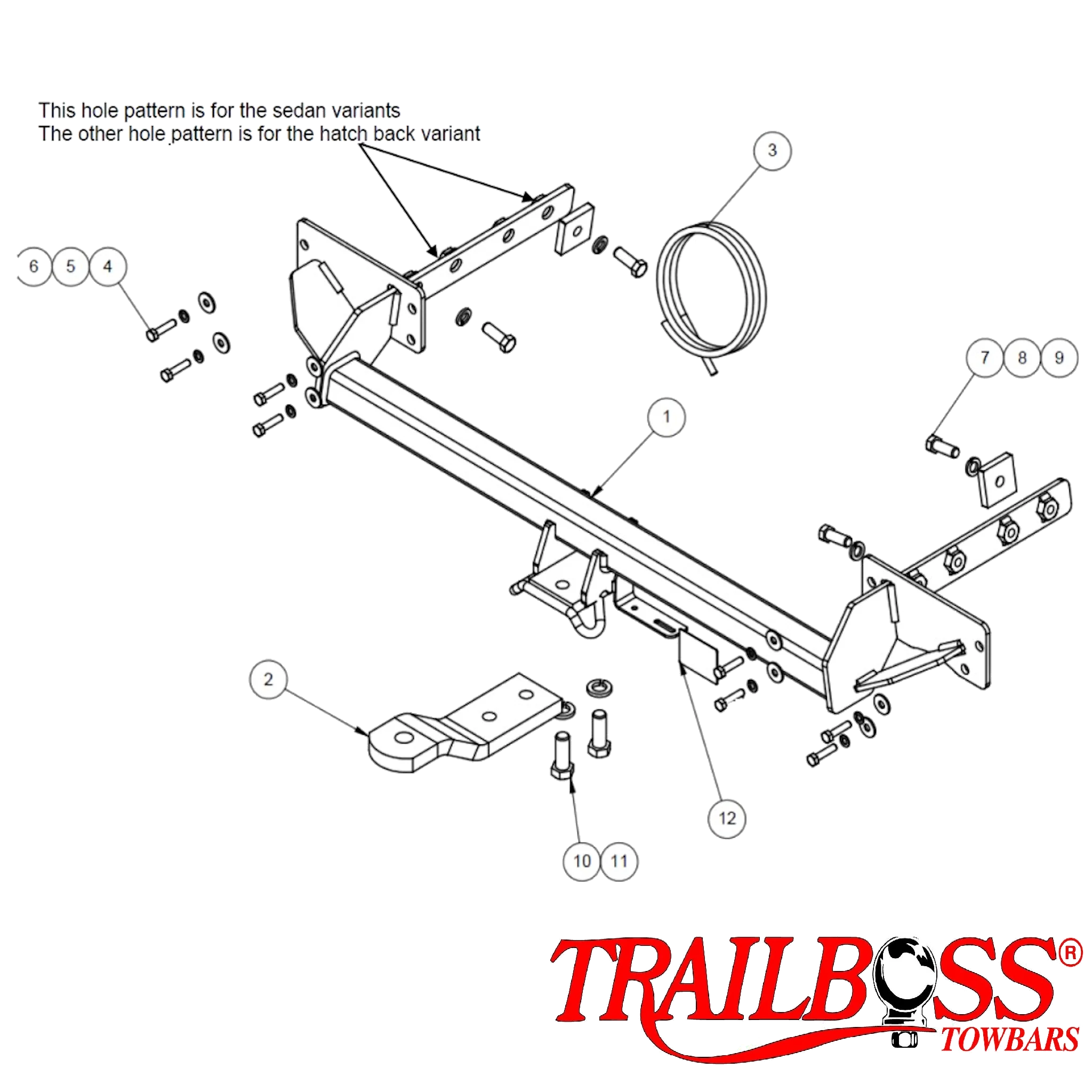 TRAILBOSS TowBar to suit FORD MONDEO SEDAN & HATCH (ALL MODELS) 10/07-01/15