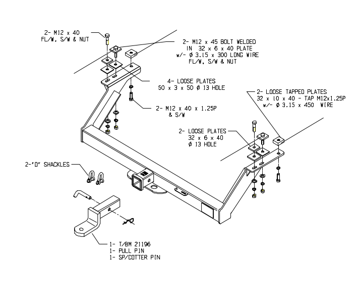 FORD COURIER HR TOWBAR-02074R