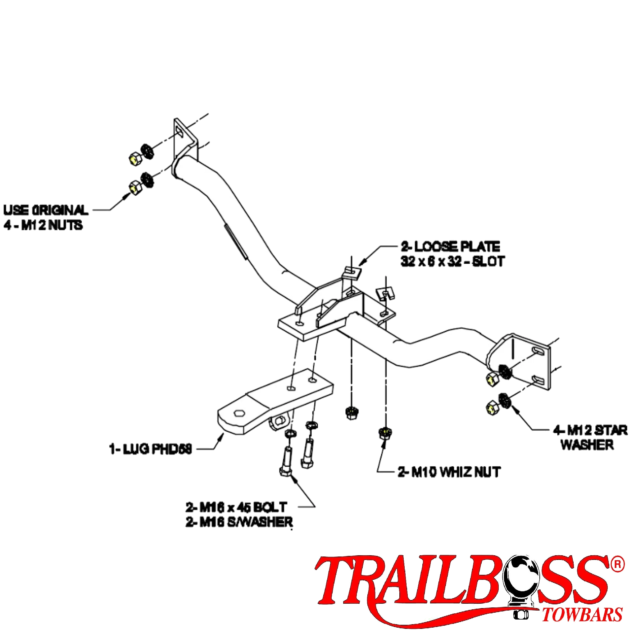 TrailBoss Standard Towbar to suit HOLDEN STATESMAN SEDAN WH/WK/WL 06/1999-08/2006