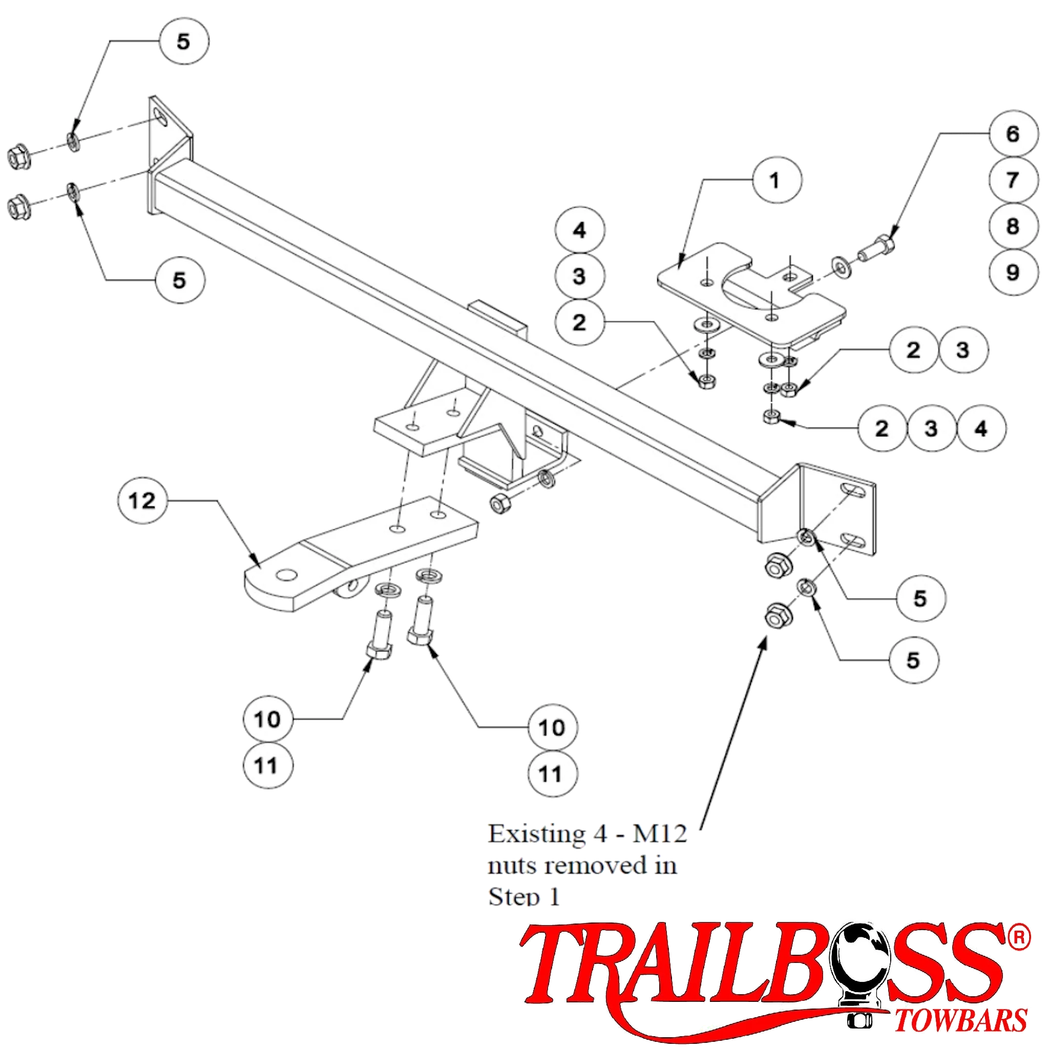 TrailBoss STANDARD DUTY Towbar to suit Holden COMMODORE VT-VZ SEDAN/WAGON 01/2001-07/2006