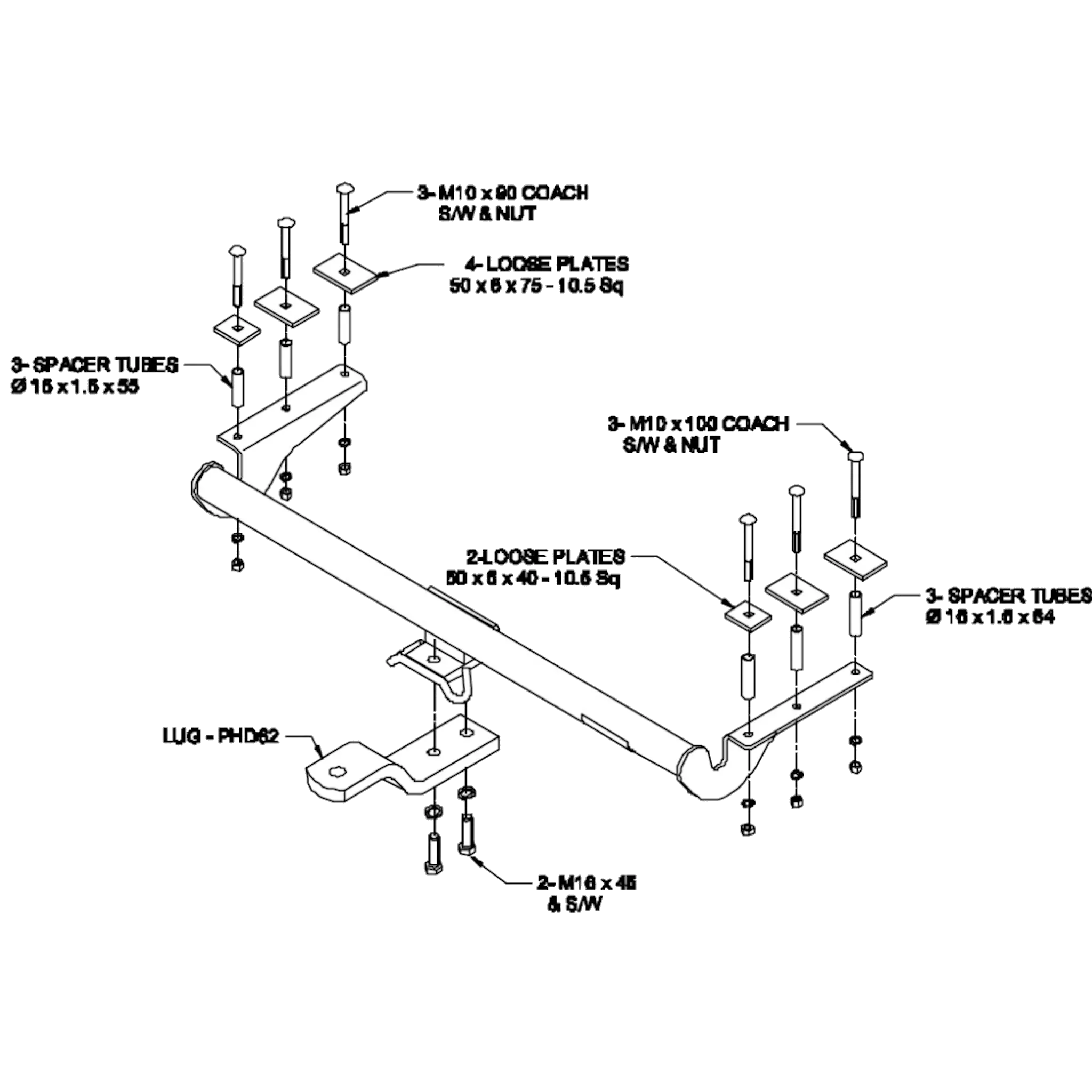 TRAILBOSS TOWBAR TO SUIT HOLDEN ASTRA TS HATCH / SEDAN 09/1998 - 10/2004
