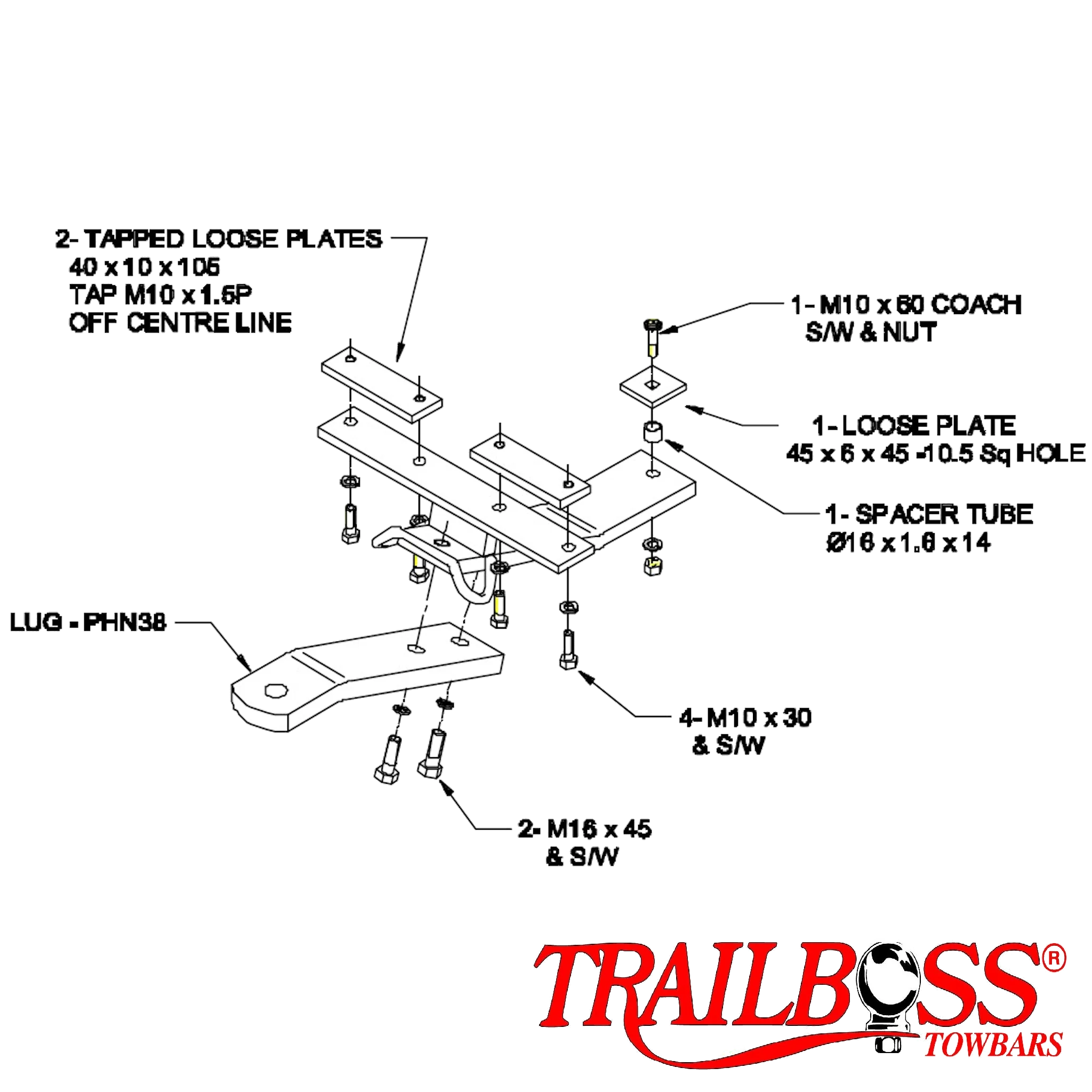 TrailBoss Towbar to suit HONDA ODYSSEY VAN 05/1995-02/2000