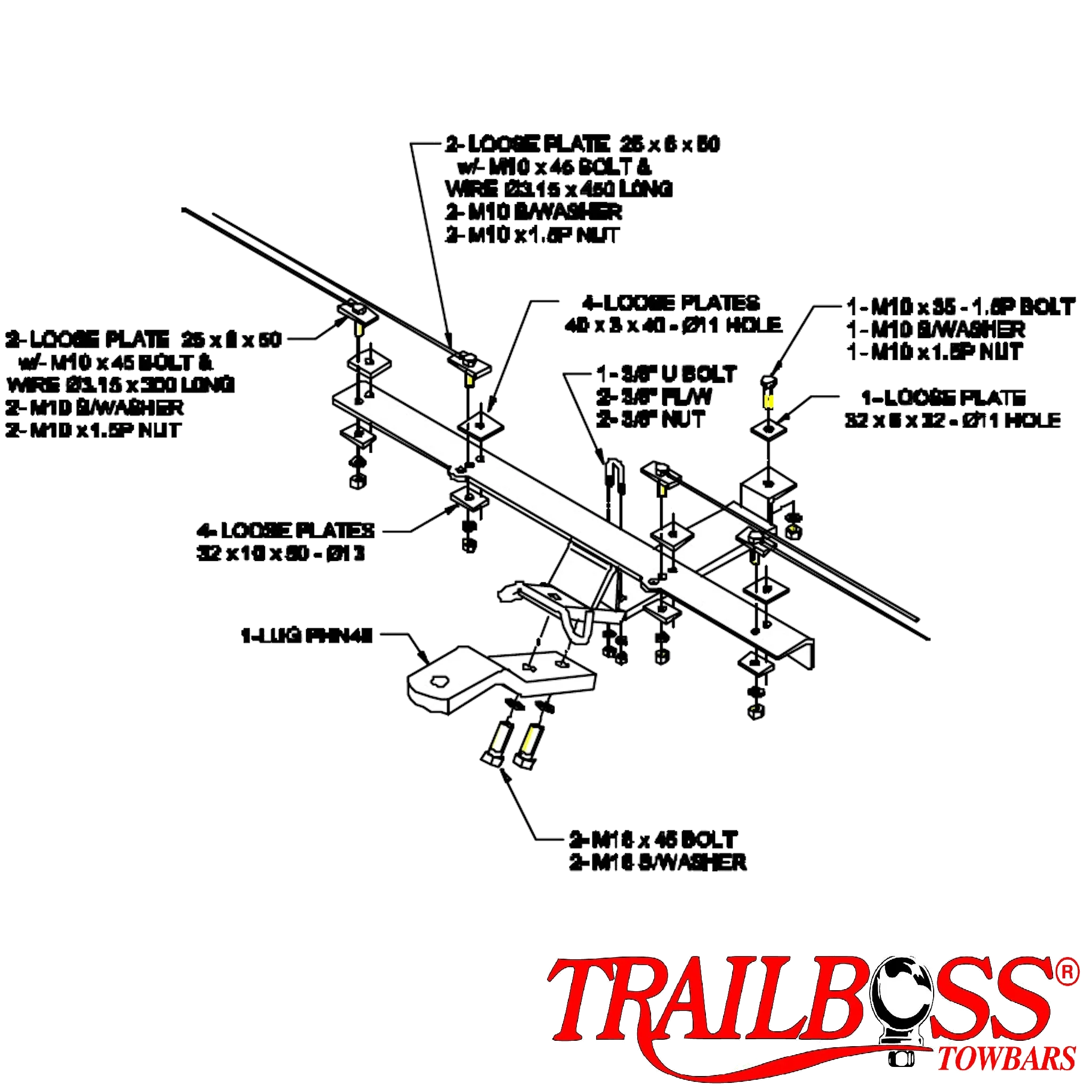TrailBoss Towbar to suit HONDA CIVIC SEDAN 5D(MTO) 08/1993-10/2000