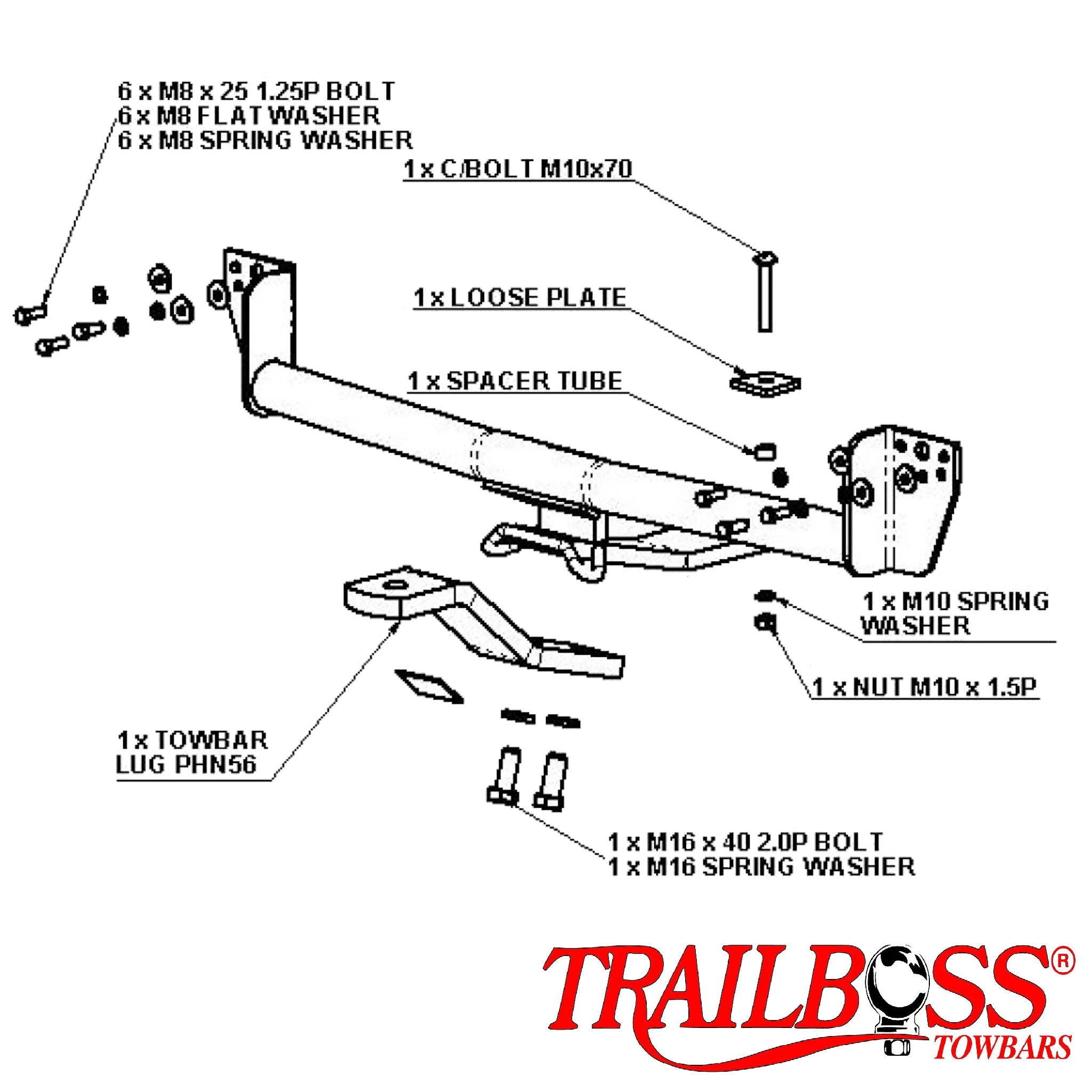 TrailBoss Towbar to suit HONDA ACCORD INCLUDING EURO 06/2003-02/2008