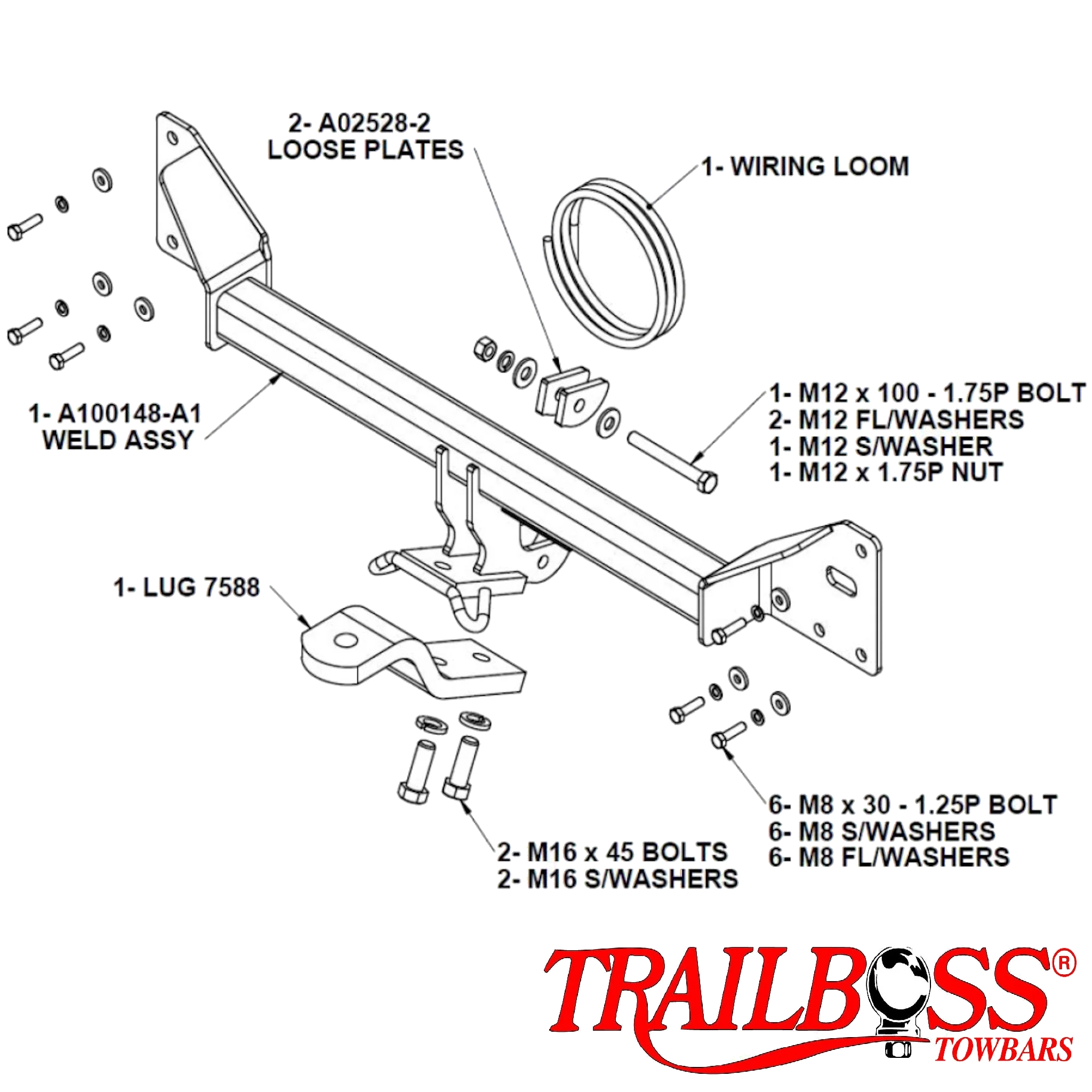 TrailBoss Towbar to suit HONDA ACCORD SEDAN (ONLY EURO) 09/2008-02/2015