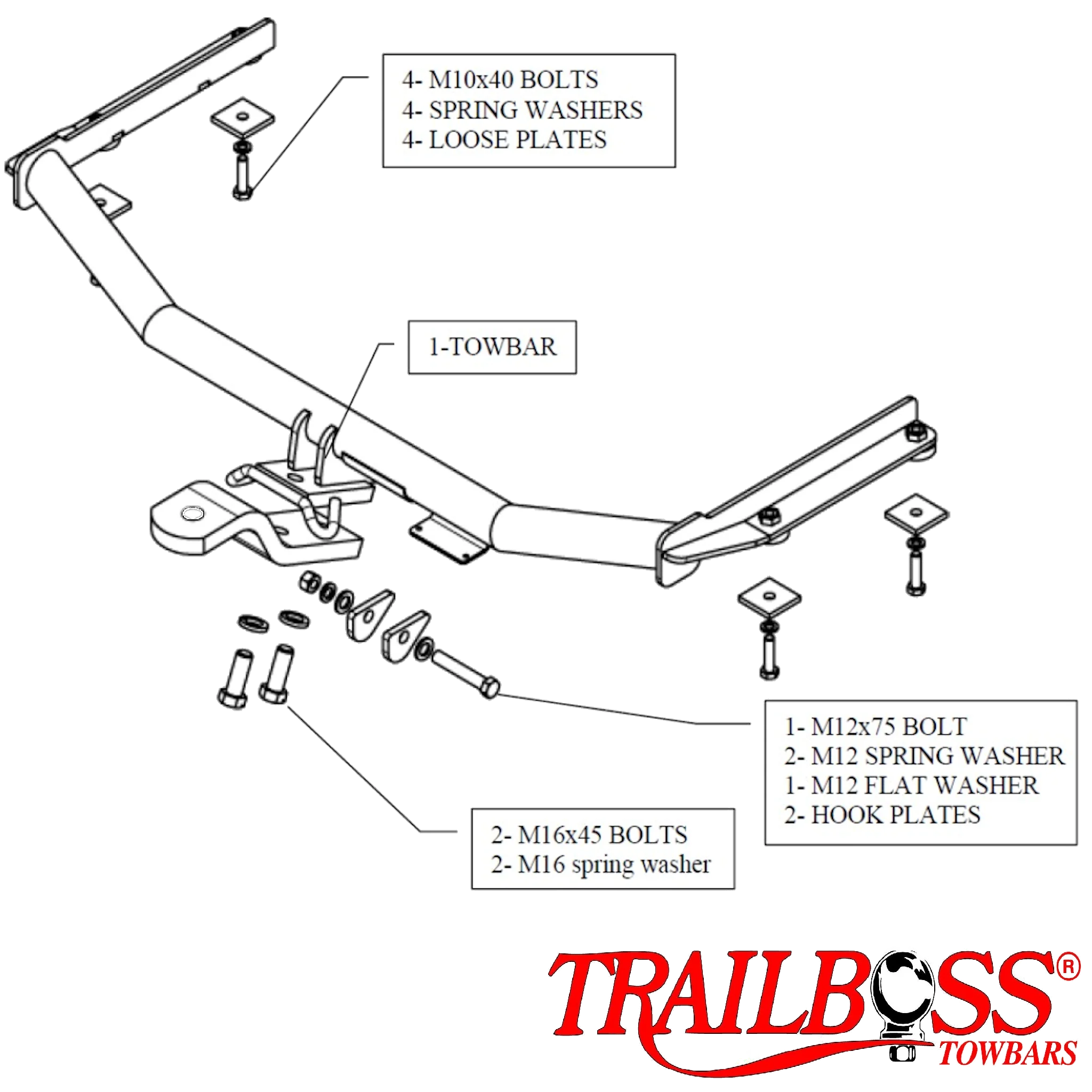 TrailBoss Light Duty Towbar to suit HONDA CITY SEDAN (2014 HAS NO TOW RATING) 02/2009-04/2014