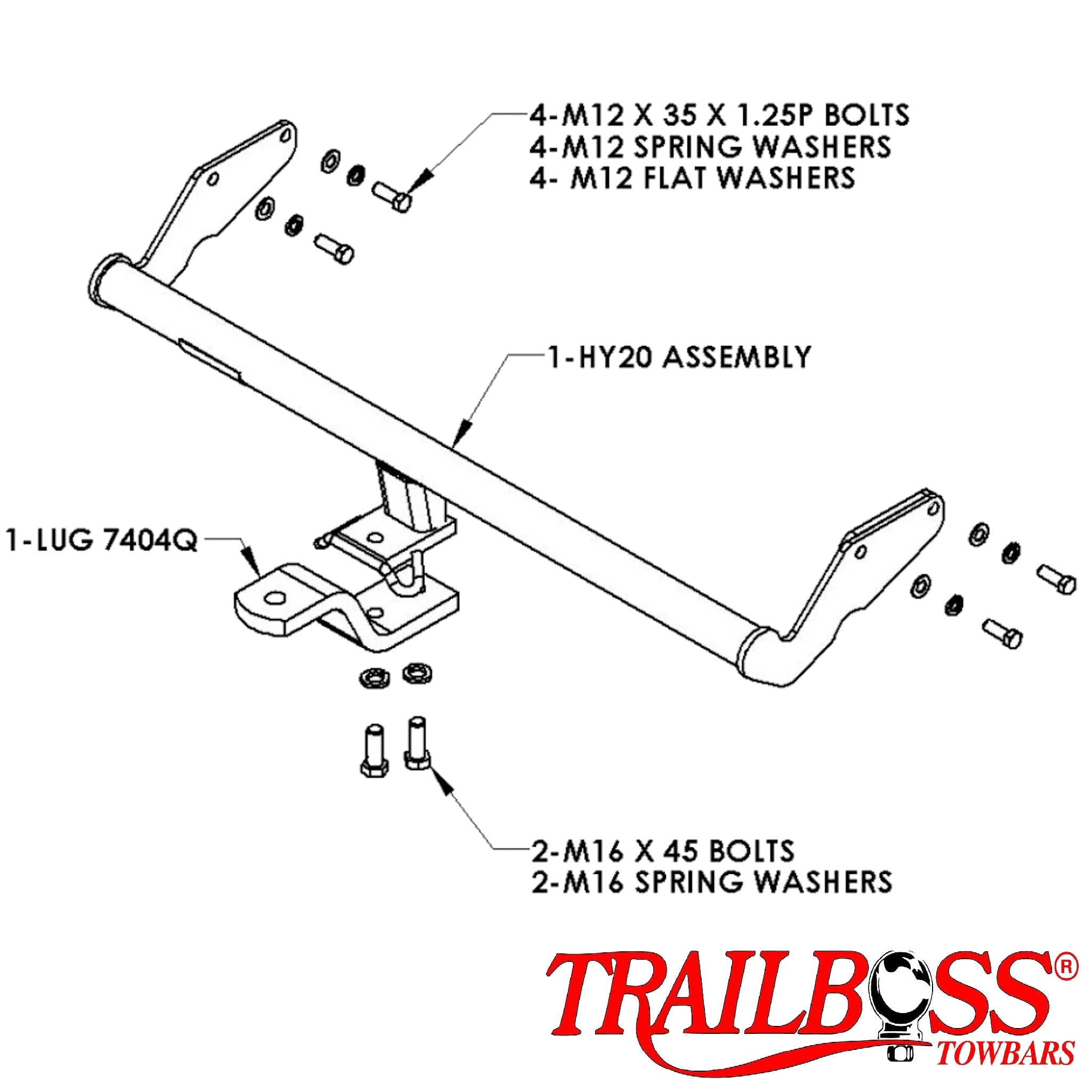 TrailBoss Towbar to suit HYUNDAI GETZ HATCH 3 & 5D 10/2003-ON