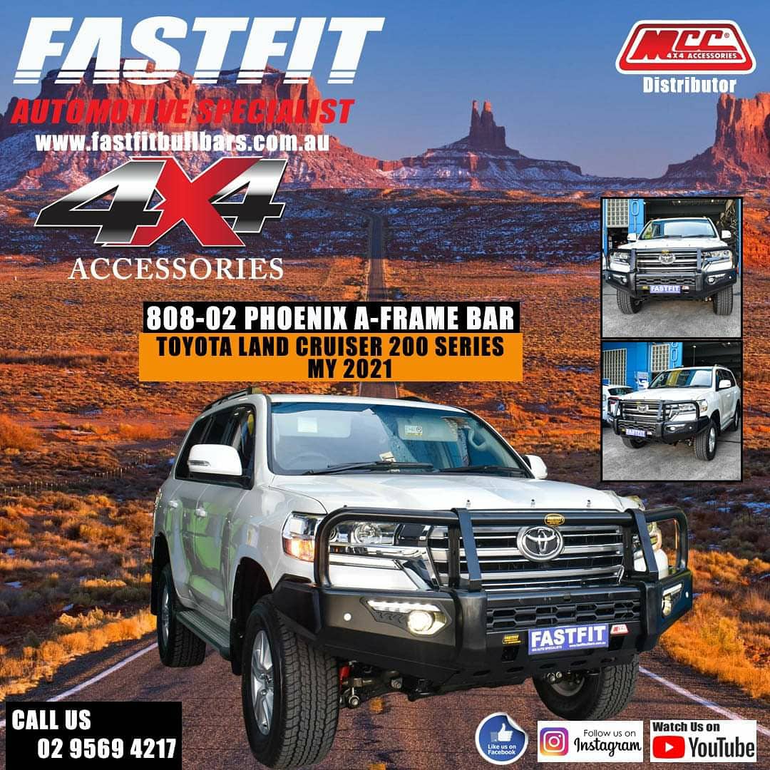MCC 808-02 Phoenix A-Frame Bull Bars to suit TOYOTA LANDCRUISER 200 SERIES 2016-ONWARDS