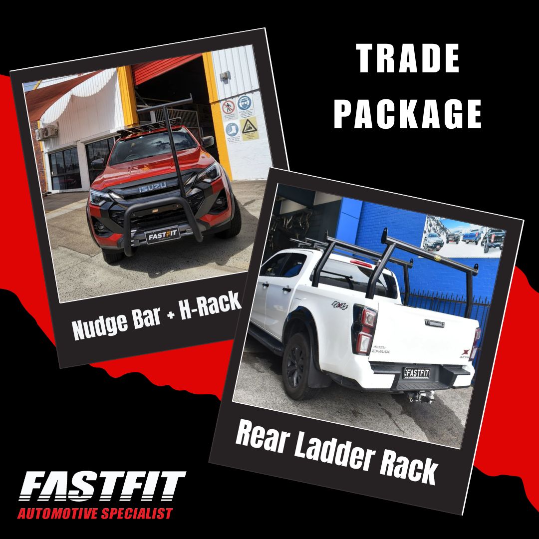 TRADE PACKAGE (BLACK REAR LADDER RACK) TO SUIT ISUZU DMAX 07/2024-ON (FRONT RADAR)