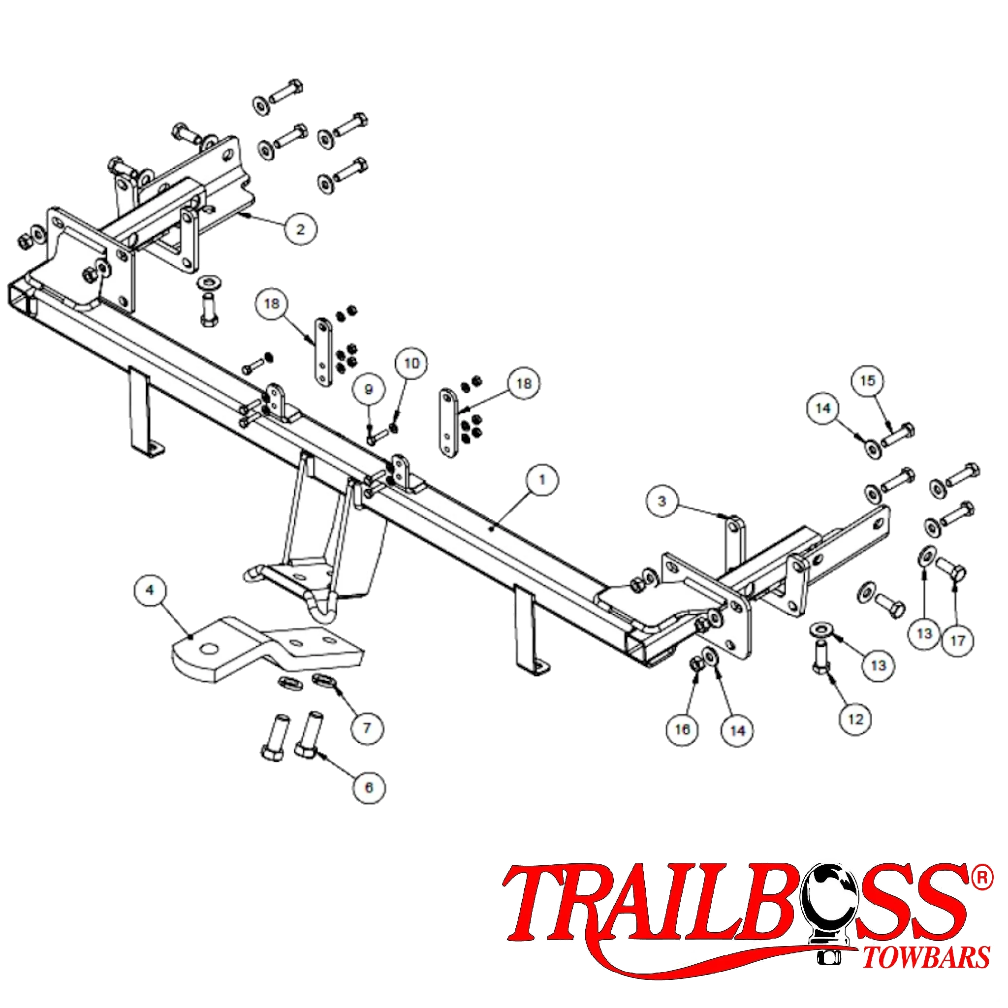 TrailBoss Towbar to suit KIA RIO HATCH 3D & 5D 09/2011-12/2016