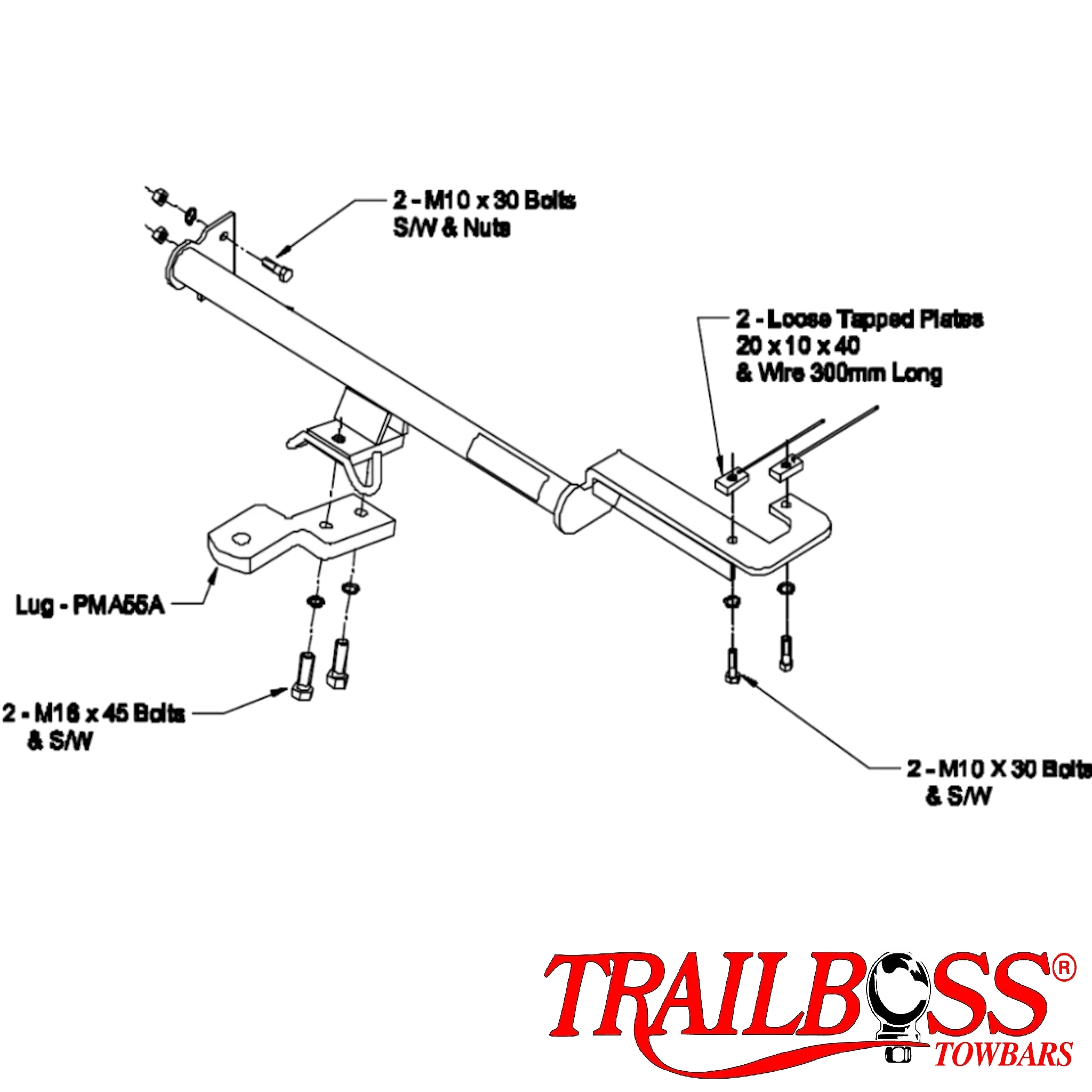 TrailBoss Towbar to suit MAZDA 323 SEDAN PROTEGE & 323 ASTINA HARDTOP 08/1994-08/1998