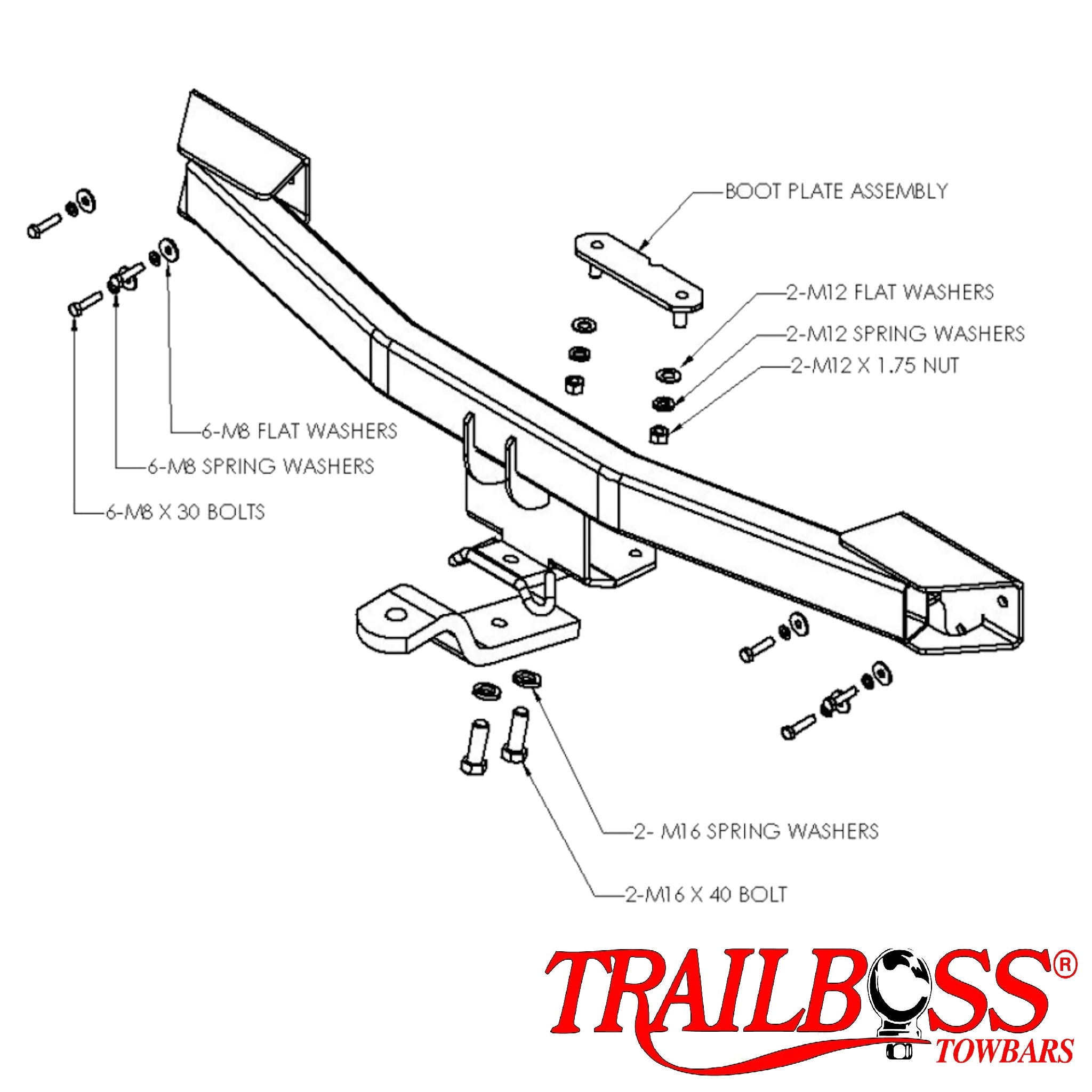 TrailBoss Towbar to suit MAZDA 6 HATCH SEDAN (NOT SPORTS) 08/2002-02/2008