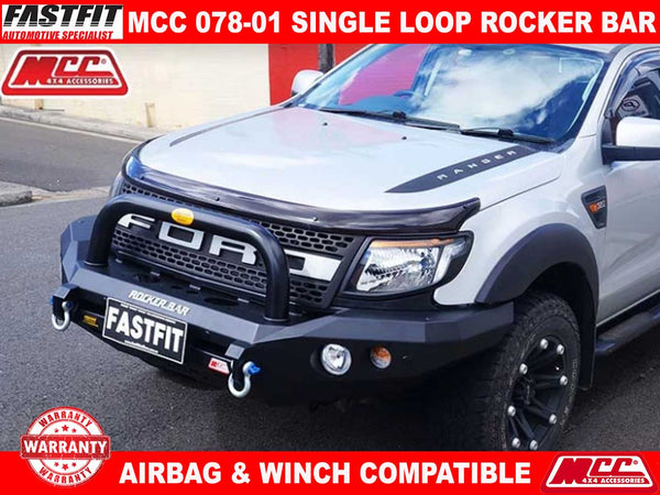 MCC 078-01 Single Loop Rocker BullBar - Black to suit Ford Ranger PX 1 ...